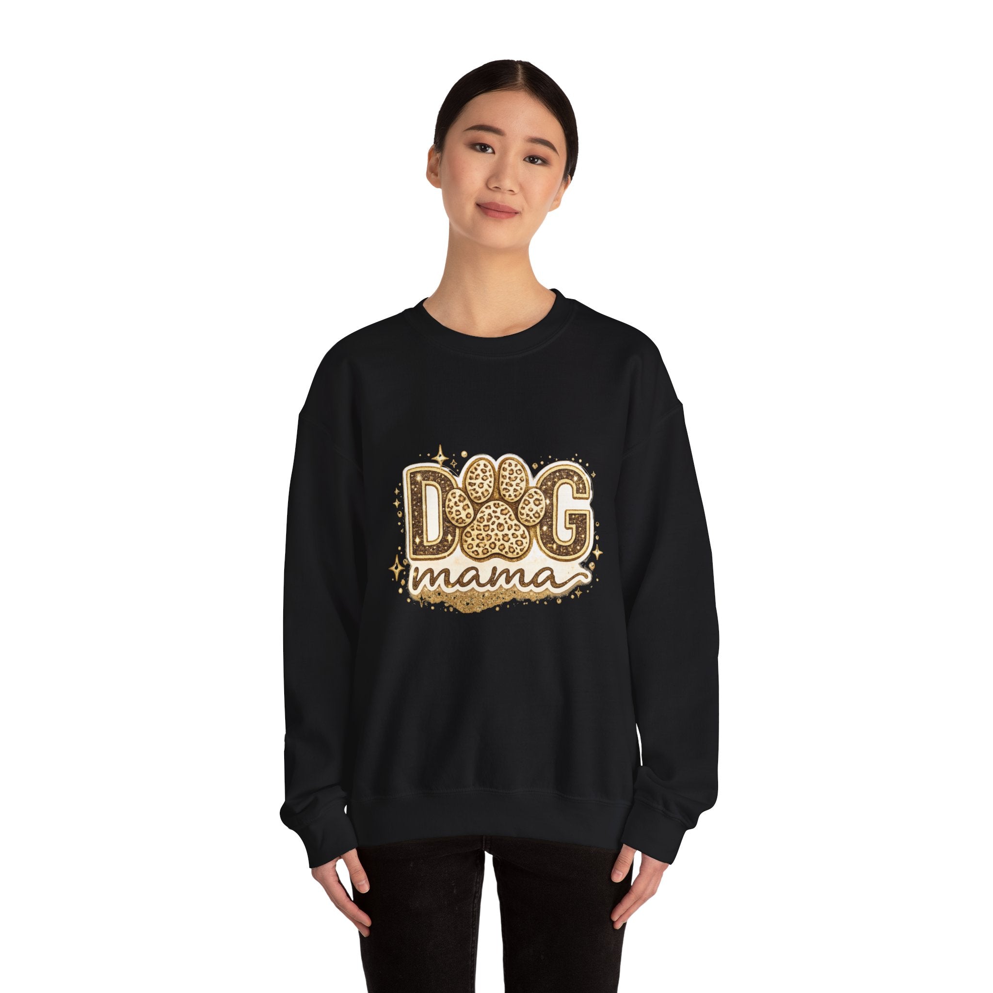 Dog Mama Crewneck Sweatshirt — Leopard Paw Graphic
