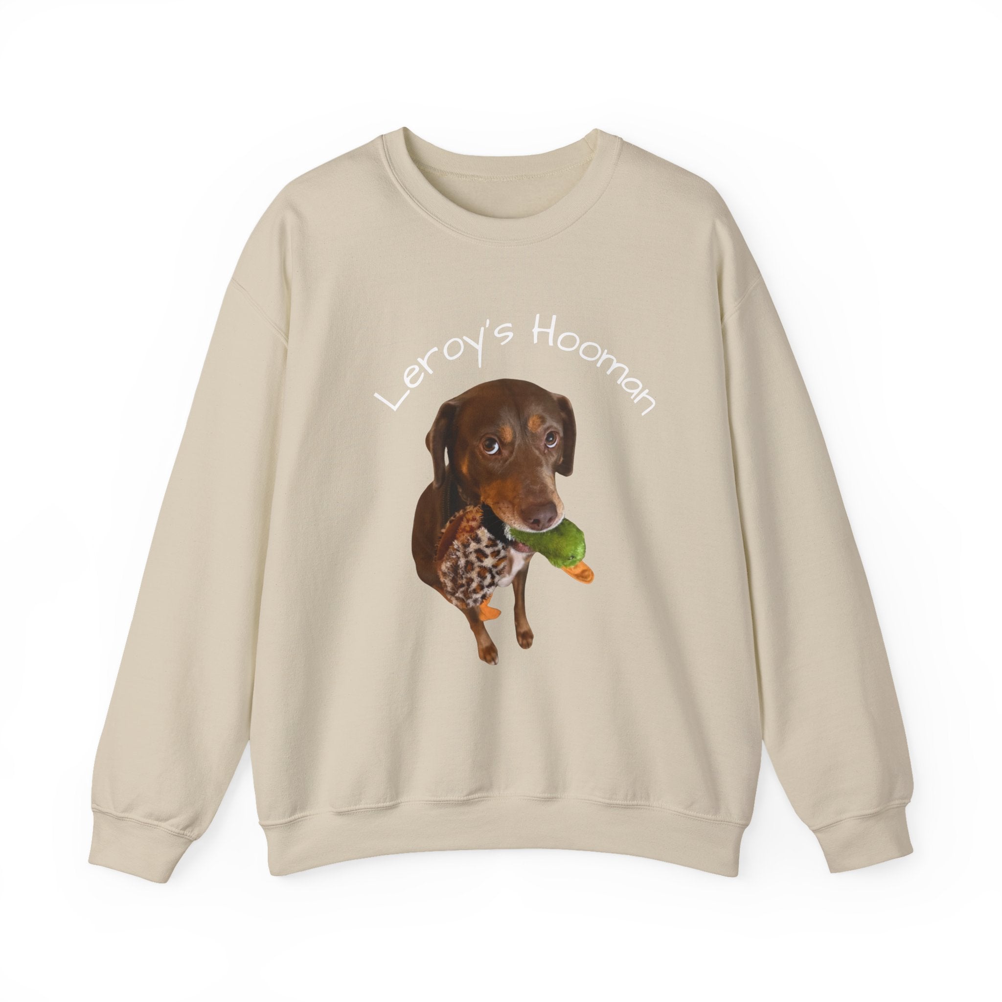 Crewneck Sweatshirt – "Leroy’s Human" Dachshund Graphic, Cute Pet Lover Gift