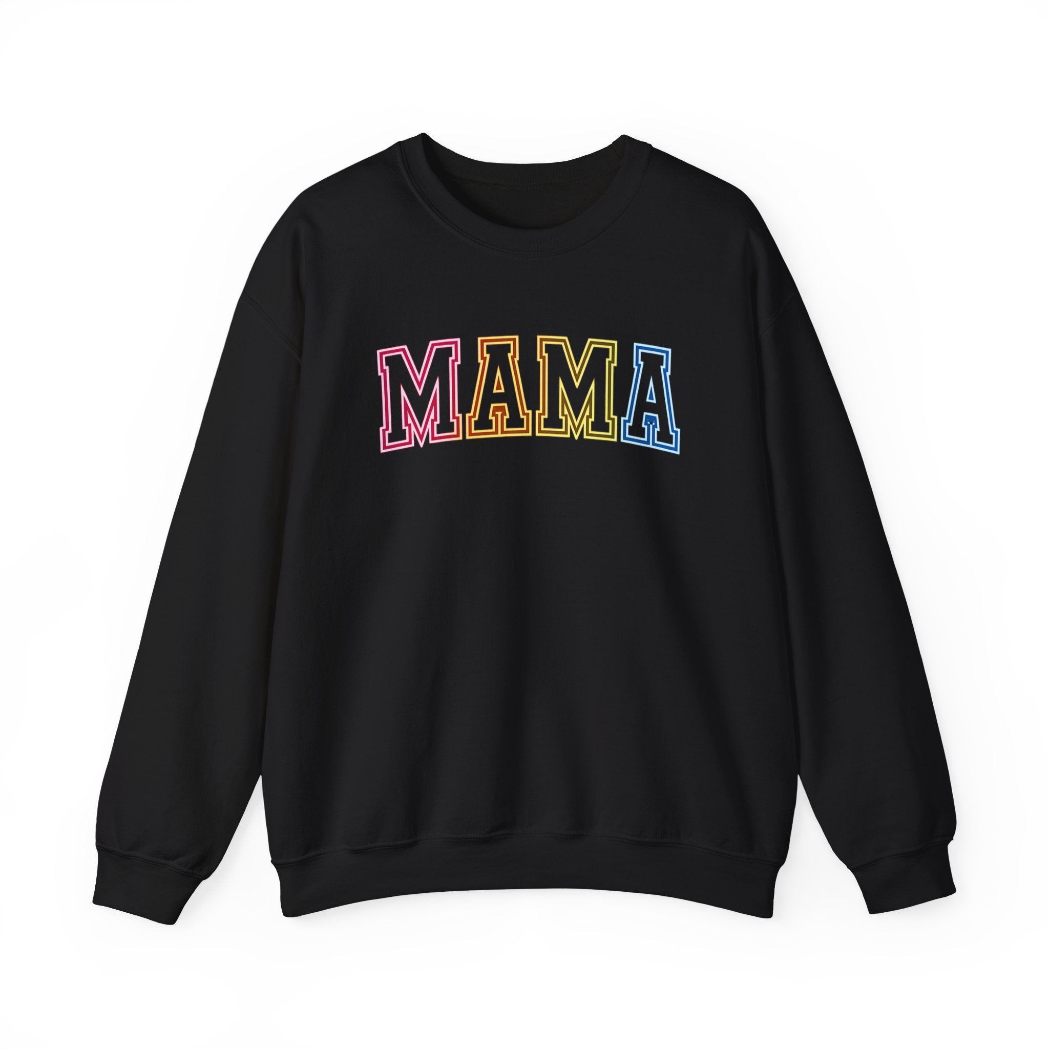 Mama Rainbow Crewneck Sweatshirt — Retro Colorblock "MAMA" Motherhood Pullover