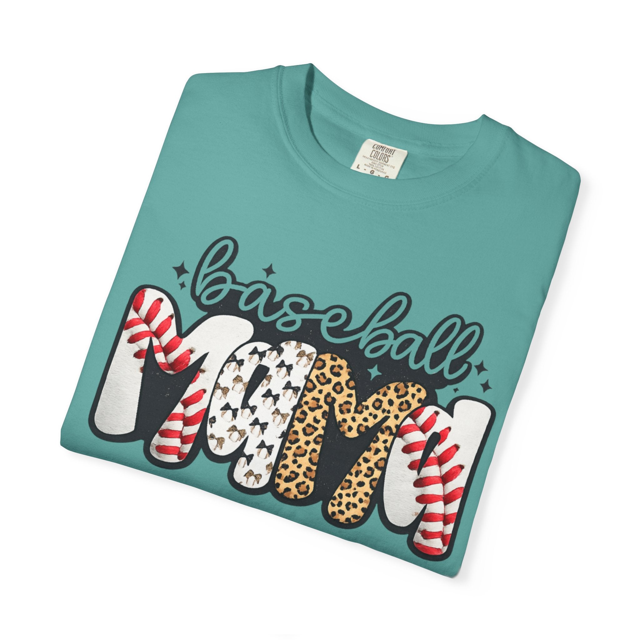 Baseball Mom T-Shirt — Leopard & Stitch Pattern Sports Tee