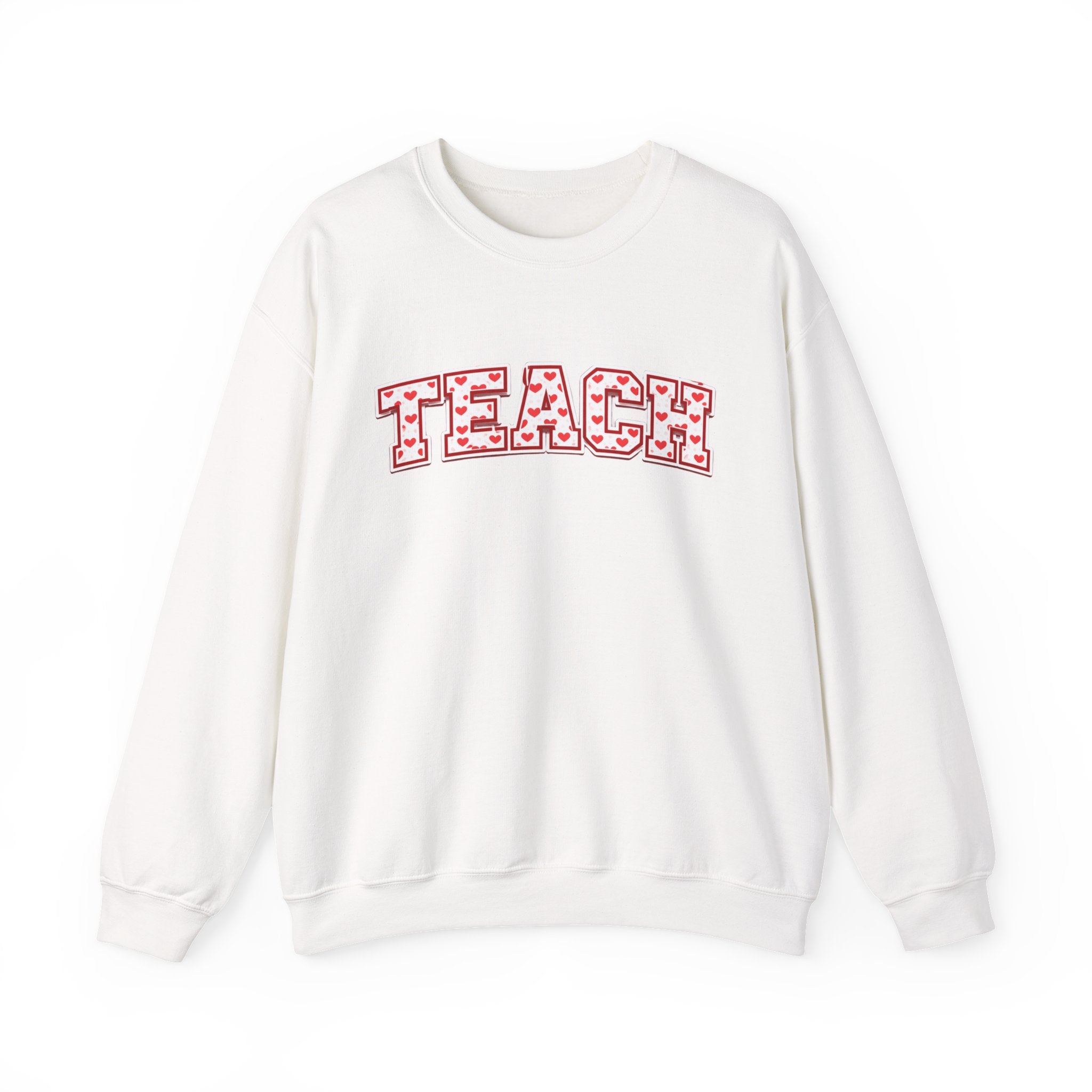 Teach Floral Crewneck Sweatshirt — 'TEACH' Pink Floral Teacher Pullover