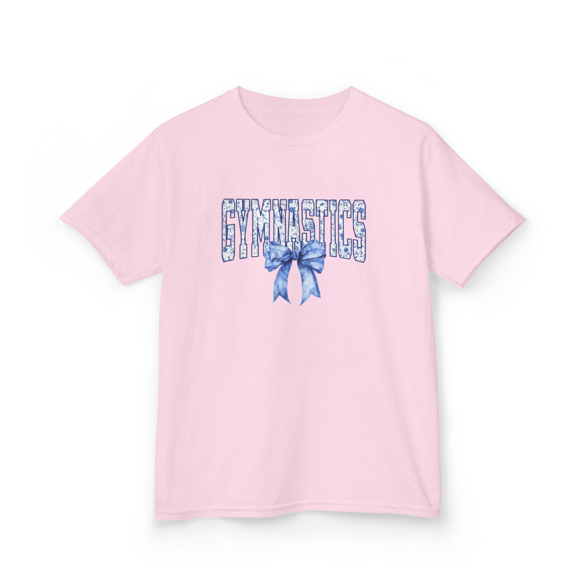Gymnastics Kids Tee — Blue Bow Athletic Shirt for Girls