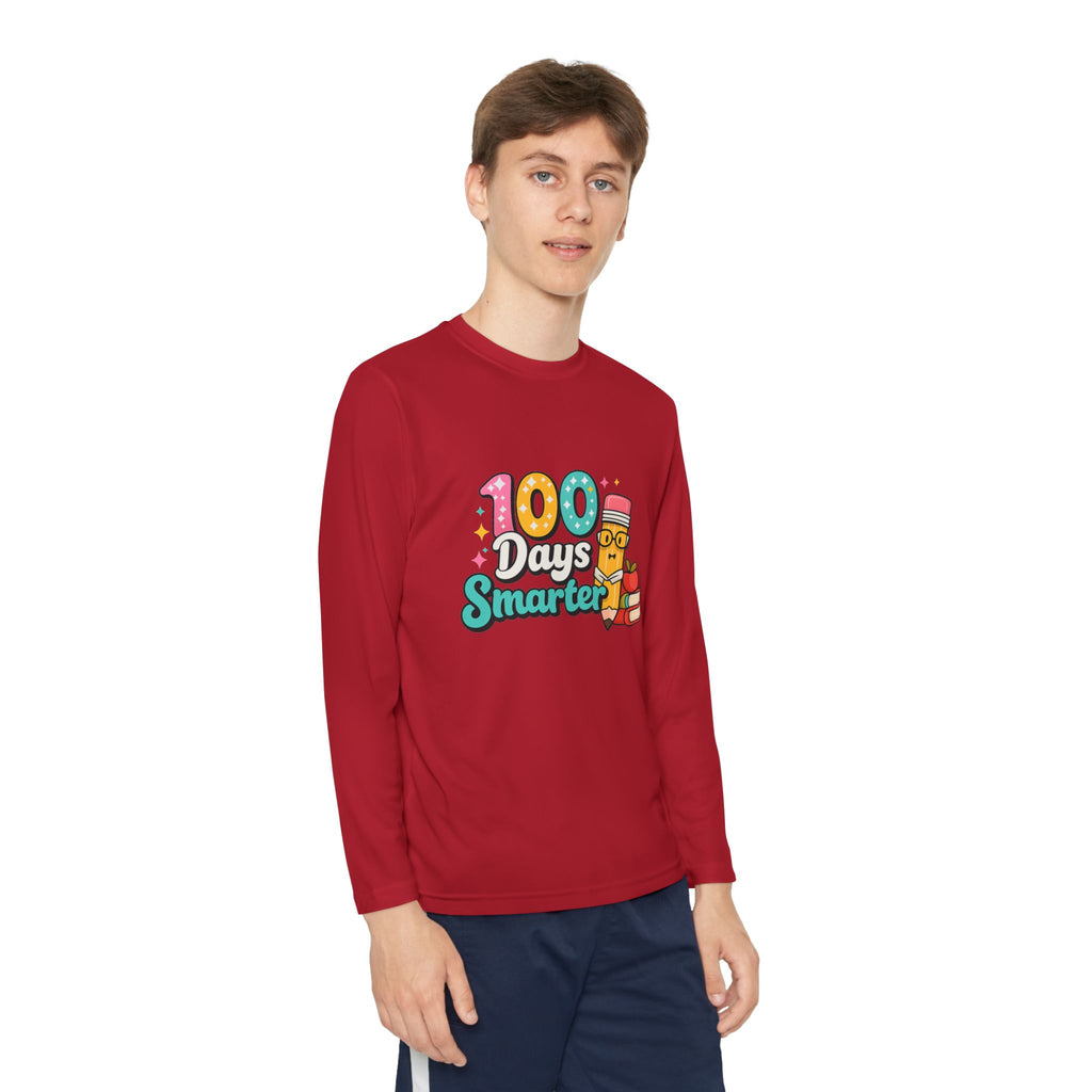 Youth Long Sleeve Tee - "100 Days Smarter" School Celebration Shirt