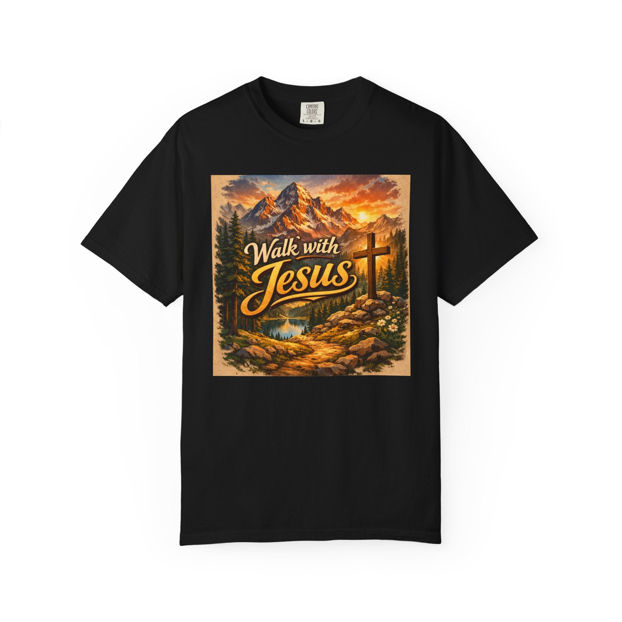 Walk with Jesus T-Shirt — Christian Faith Mountain Cross Tee