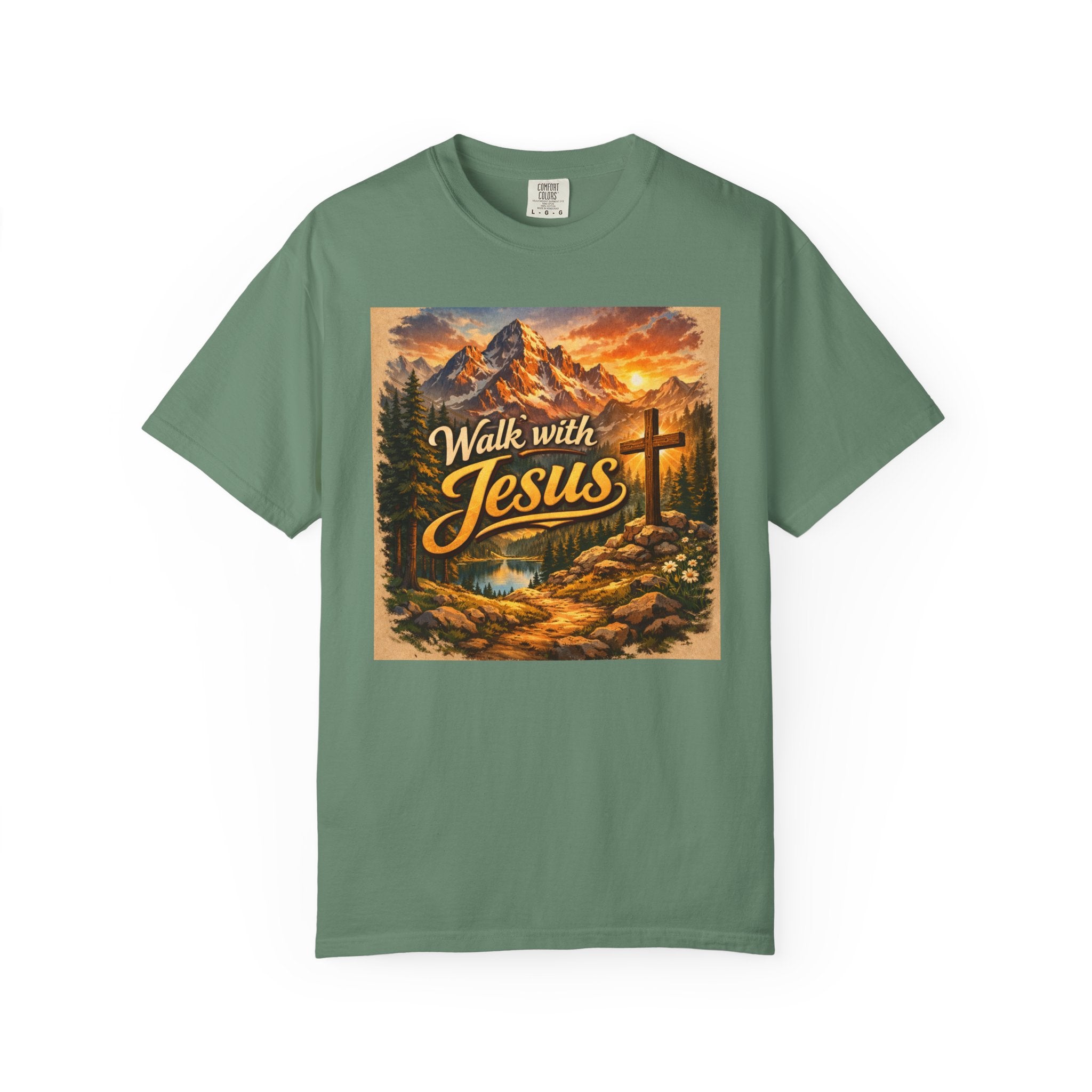 Walk with Jesus T-Shirt — Christian Faith Mountain Cross Tee