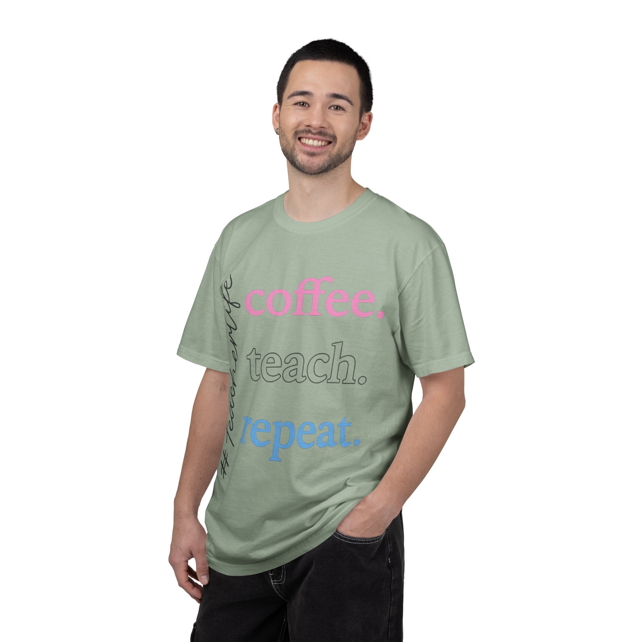 Coffee. Teach. Repeat. Teacher T-Shirt — Fun Gift for Educators
