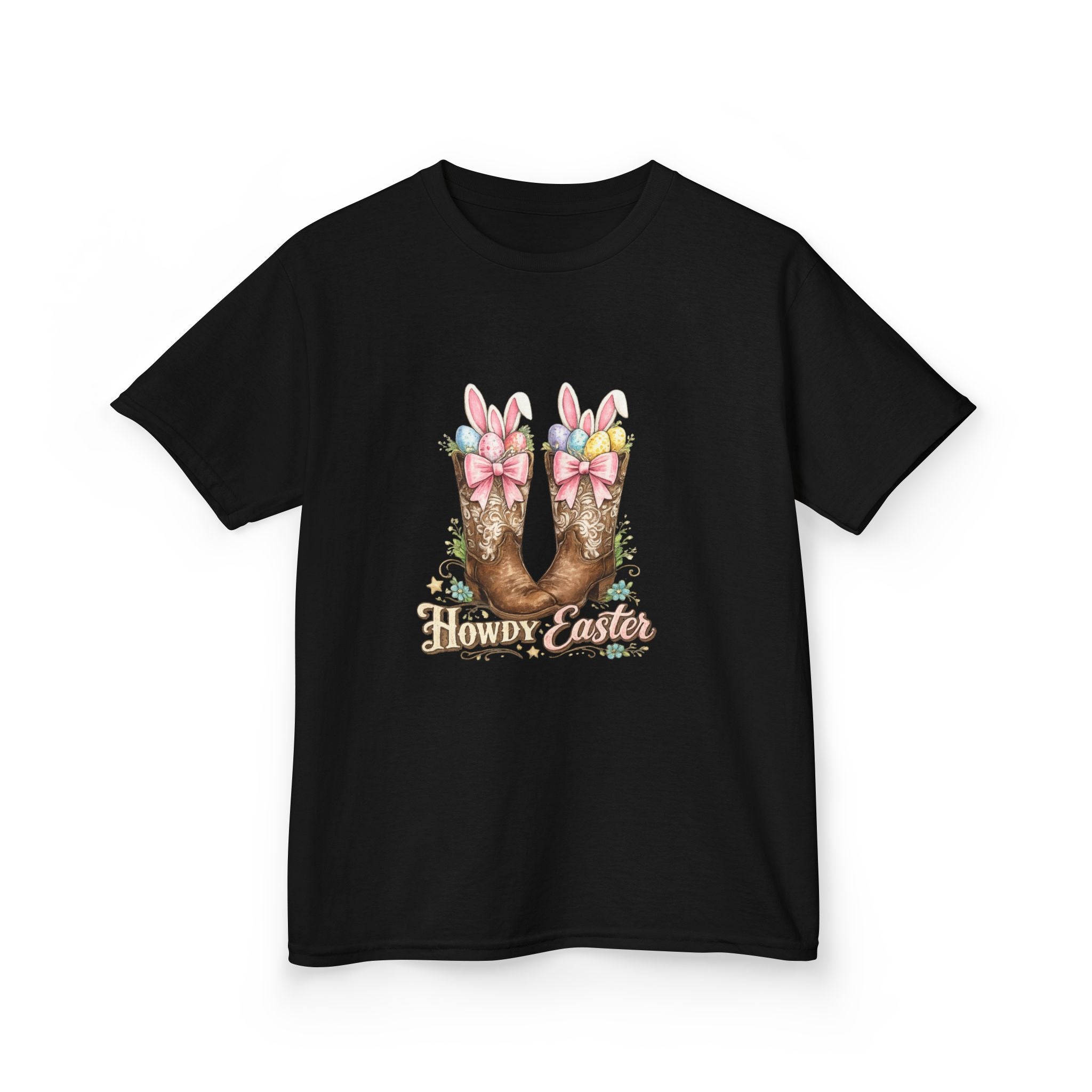 Kids Tee — Howdy Easter Horseshoe with Pastel Bows