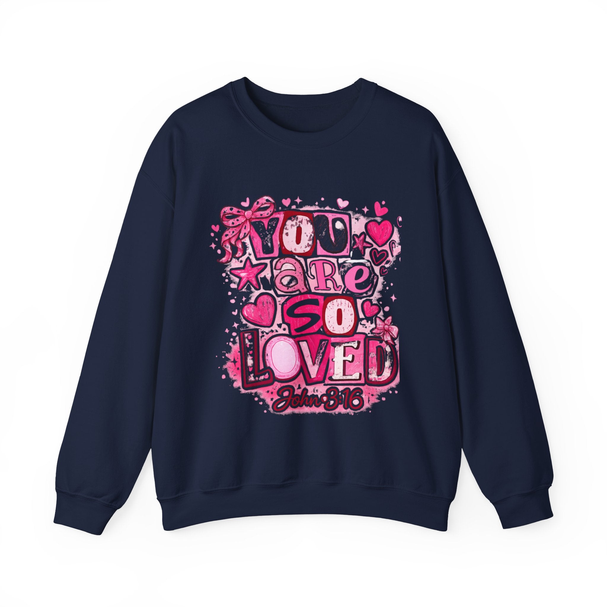 Crewneck Sweatshirt — "You Are So Loved" Christian Heart Design (John 3:16)