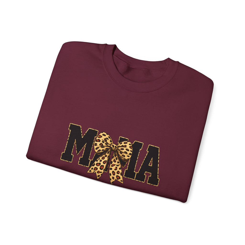 Mama Leopard Bow Crewneck Sweatshirt