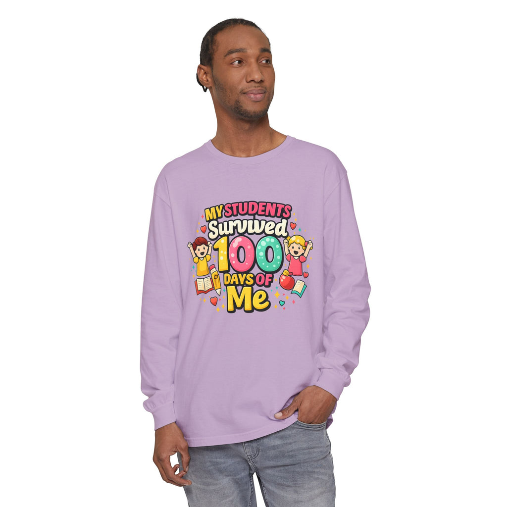 Teacher 'My Students Survived 100 Days of Me' Long Sleeve Tee