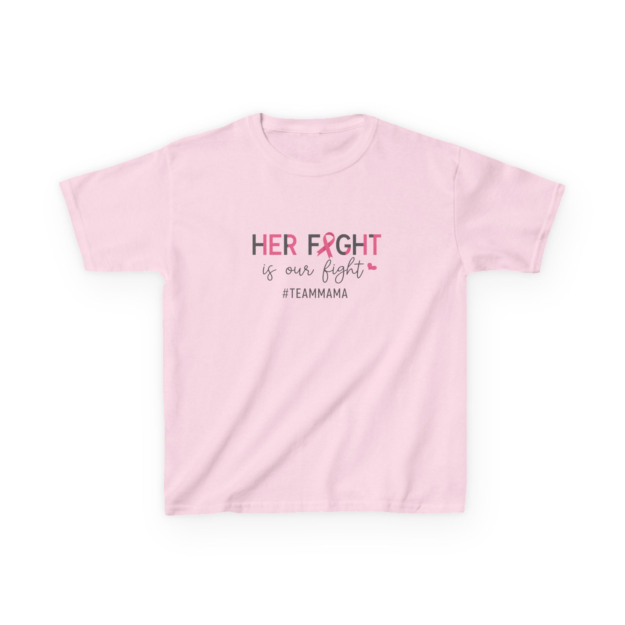 Kids Tee — "Her Fight Is Our Fight" Breast Cancer Awareness Shirt