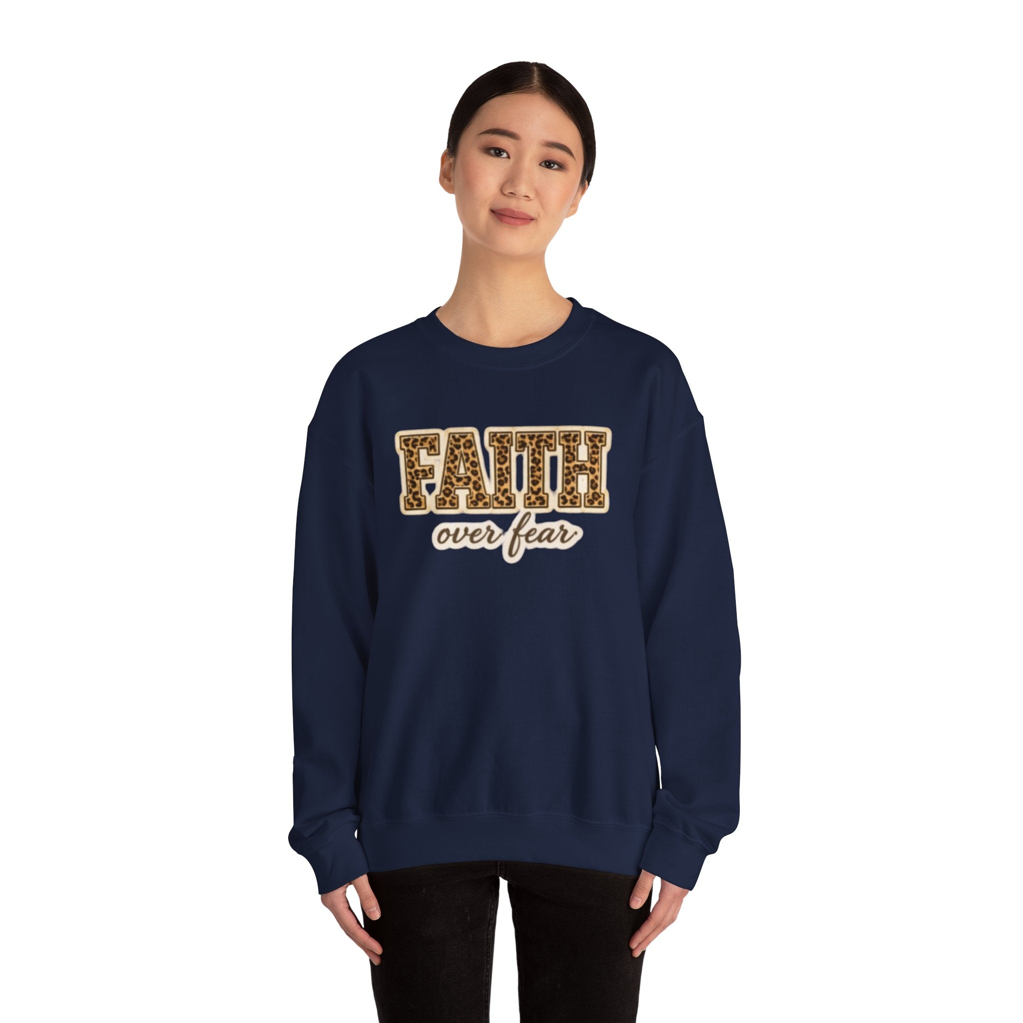 Faith Over Fear Leopard Graphic Sweatshirt