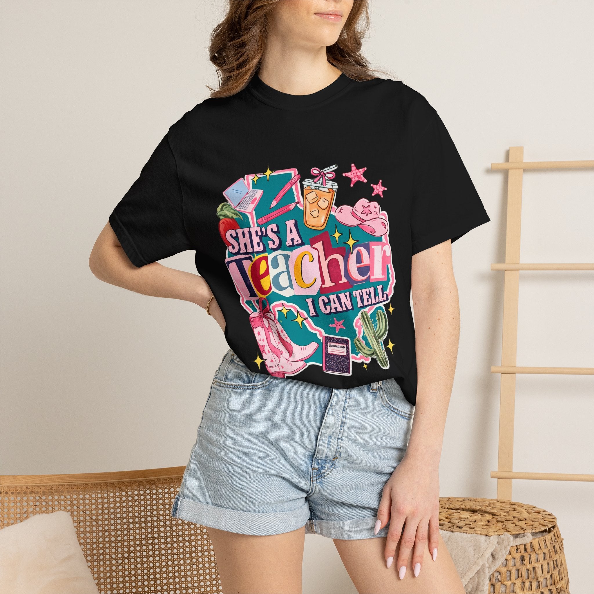 She's A Teacher I Can Tell T-Shirt — Cute Colorful Teacher Gift Tee