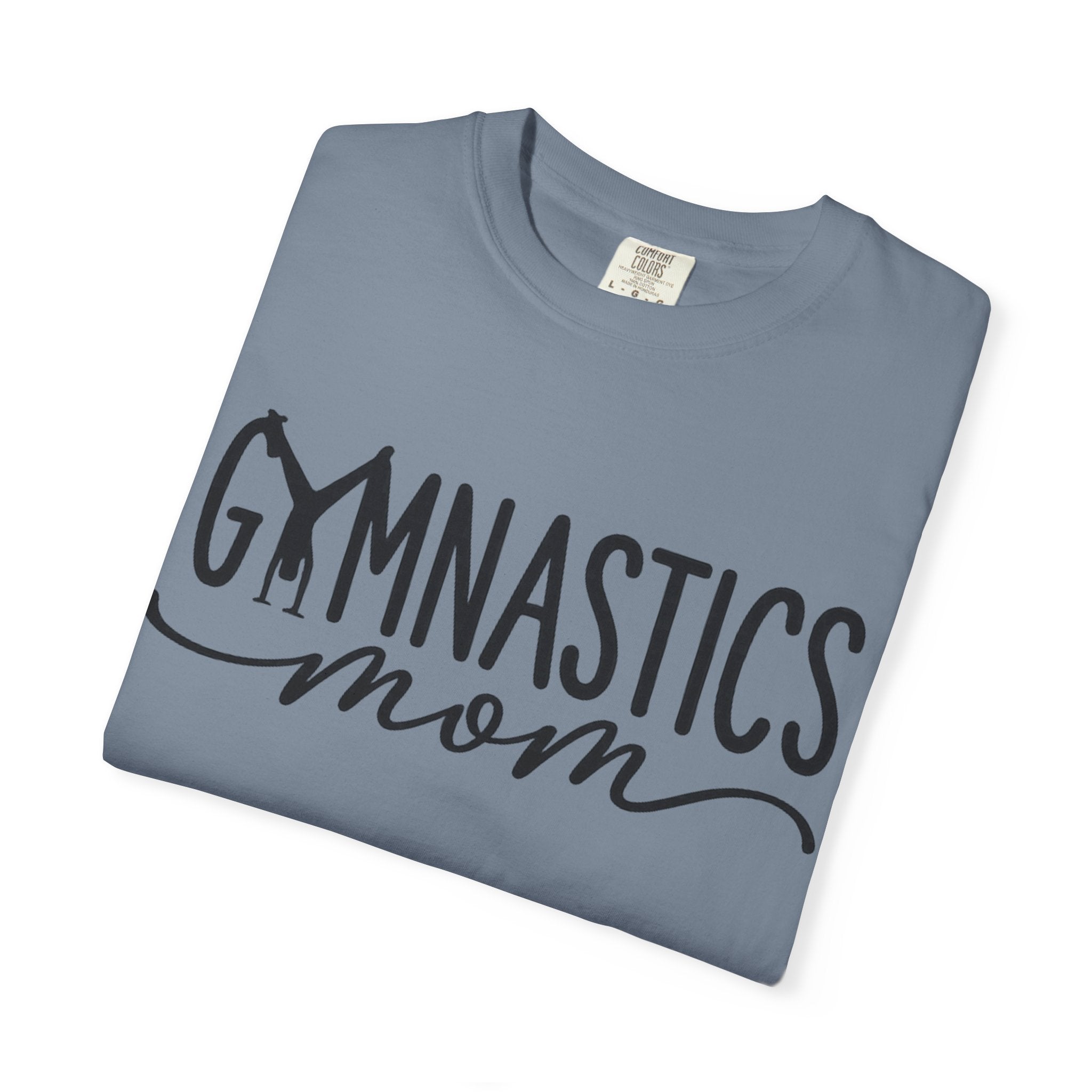 Gymnastics Mom T-Shirt — Casual White Crew Tee with Script Logo