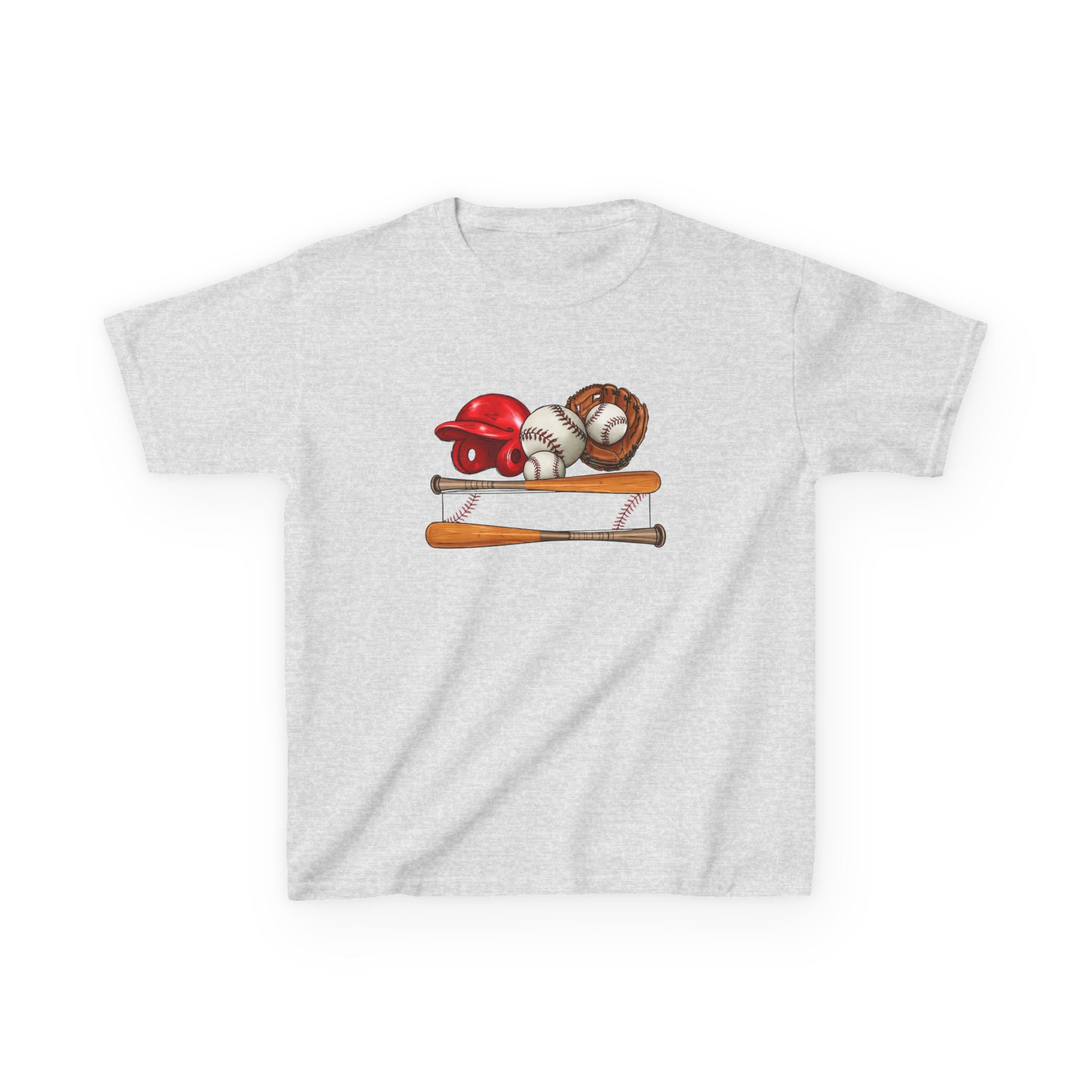 Kids Baseball Gear Tee — Helmet, Glove & Bats Youth T-Shirt