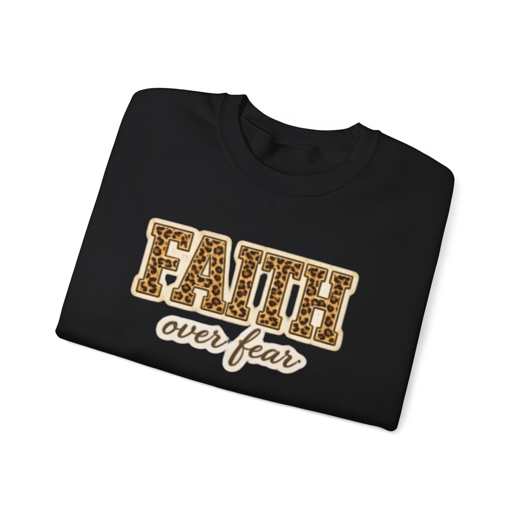 Faith Over Fear Leopard Graphic Sweatshirt