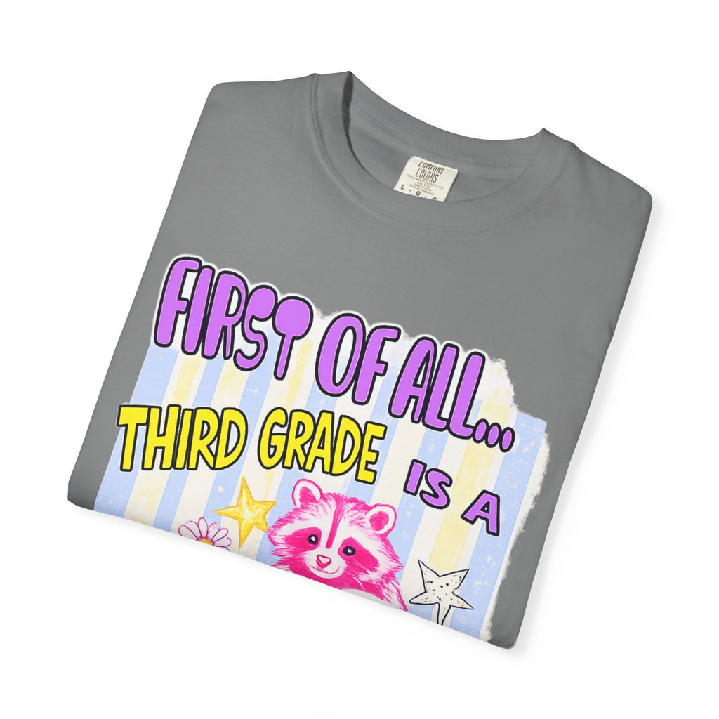 Third Grade Is a Whole Vibe T-Shirt — Cute Pink Raccoon Back-to-School Tee