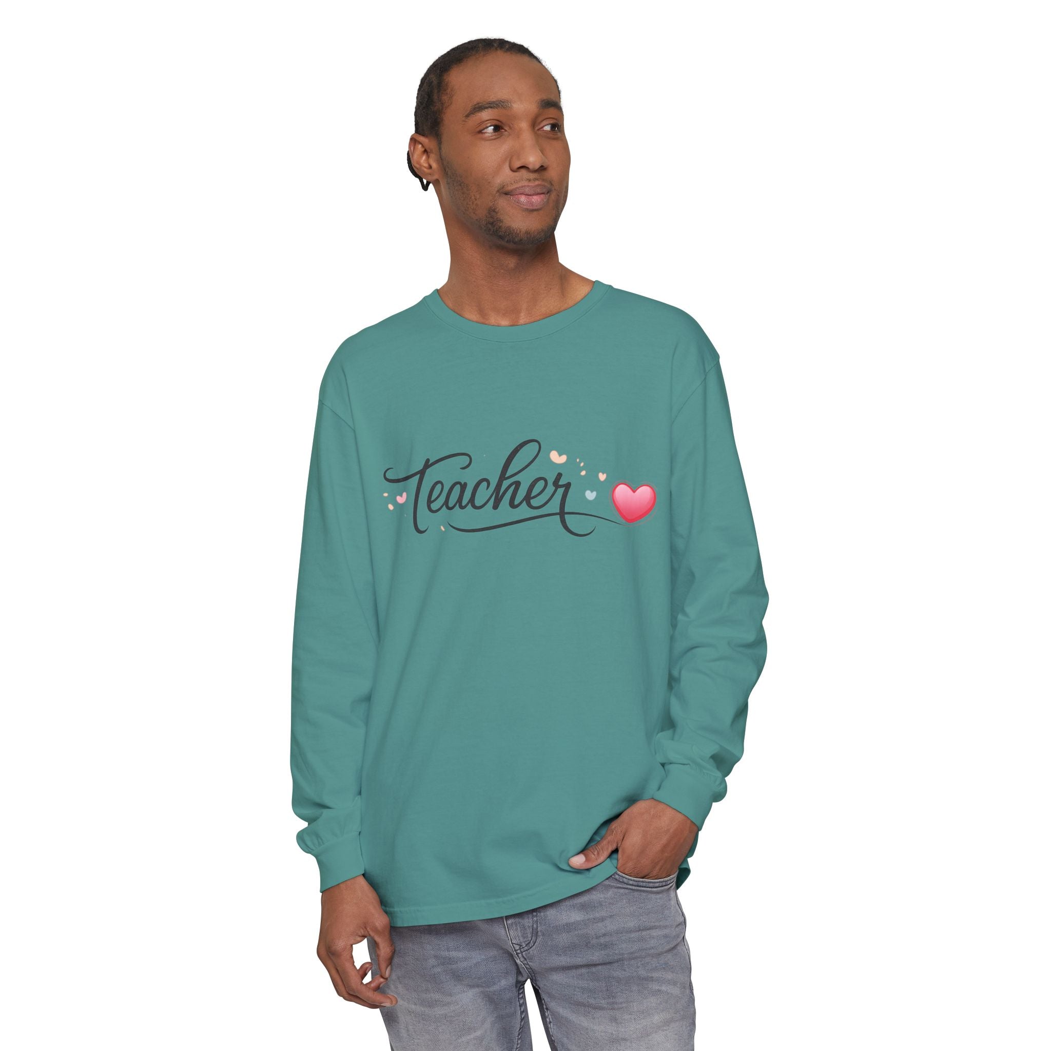 Teacher Long Sleeve T-Shirt — Minimal Script Teacher Tee, Back-to-School Gift