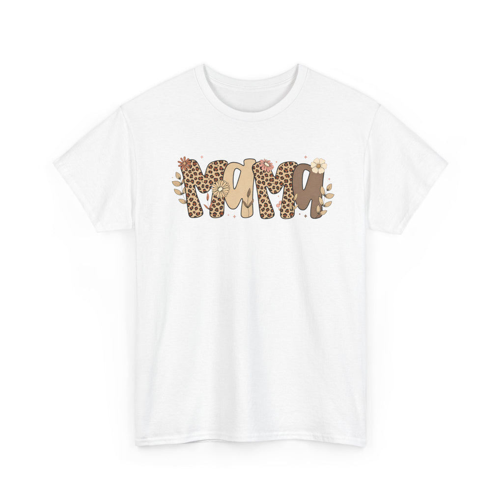Mama Leopard Print T-Shirt — 'MAMA' Heart Graphic Mother's Day Tee