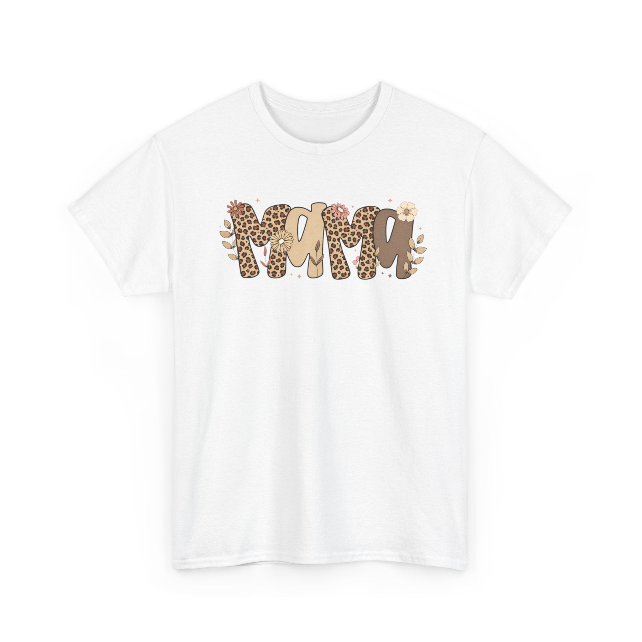 Mama Leopard Print T-Shirt — 'MAMA' Heart Graphic Mother's Day Tee