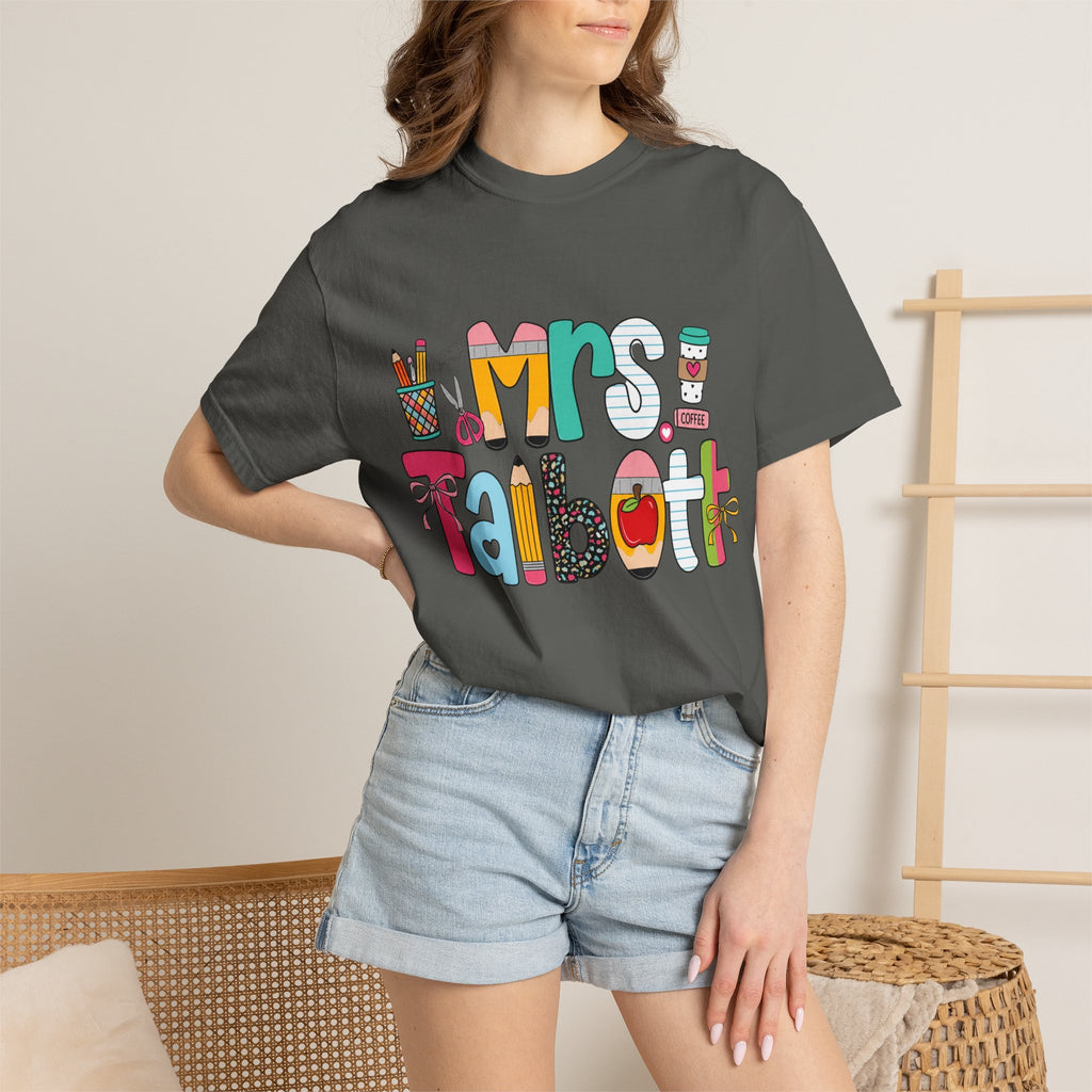 Teacher Name T‑Shirt — "Mrs. Talbott" Cute Classroom Doodle Design