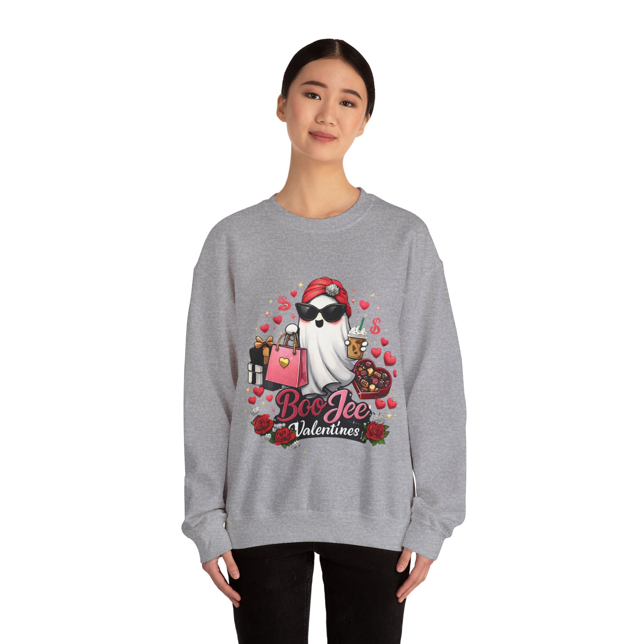 Valentine Boo Tee Sweatshirt — Cute Ghost Valentine Graphic Crewneck