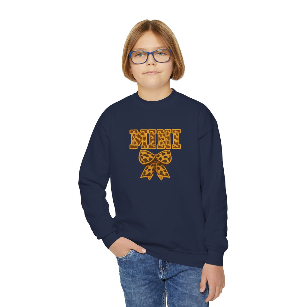 Youth Crewneck Sweatshirt - Leopard 'Mimi' Graphic with Bow