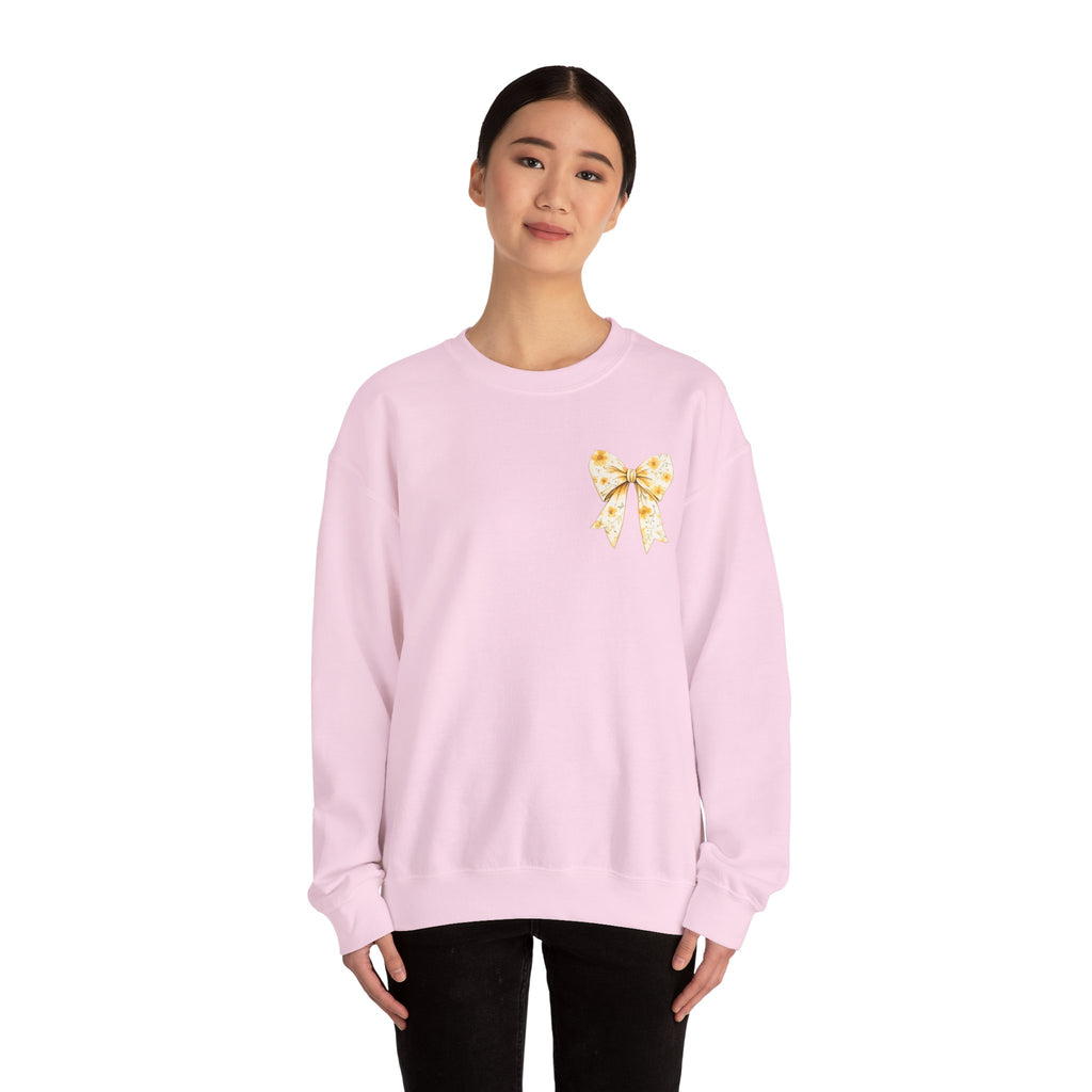 Crewneck Sweatshirt — “God Says You Are” Inspirational Bow Graphic