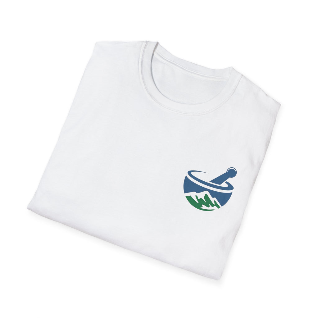 Scenic Pharmacy T-Shirt — Mountain Mortar & Pestle Logo Tee