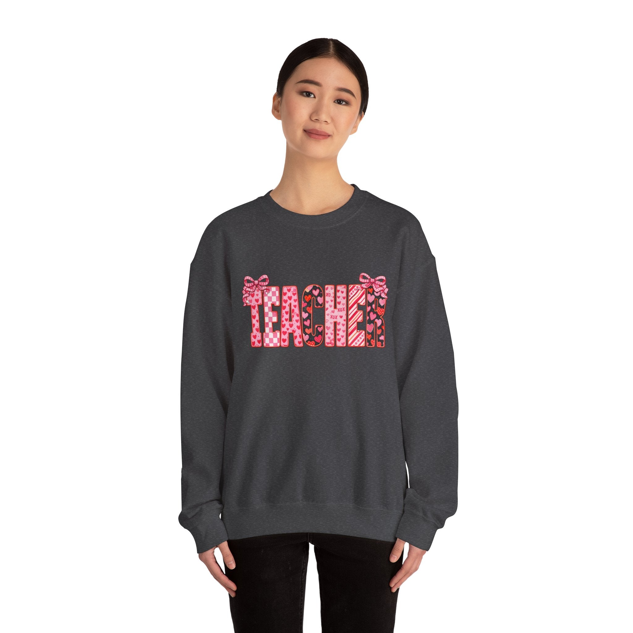 Teacher Leopard Heart Crewneck Sweatshirt