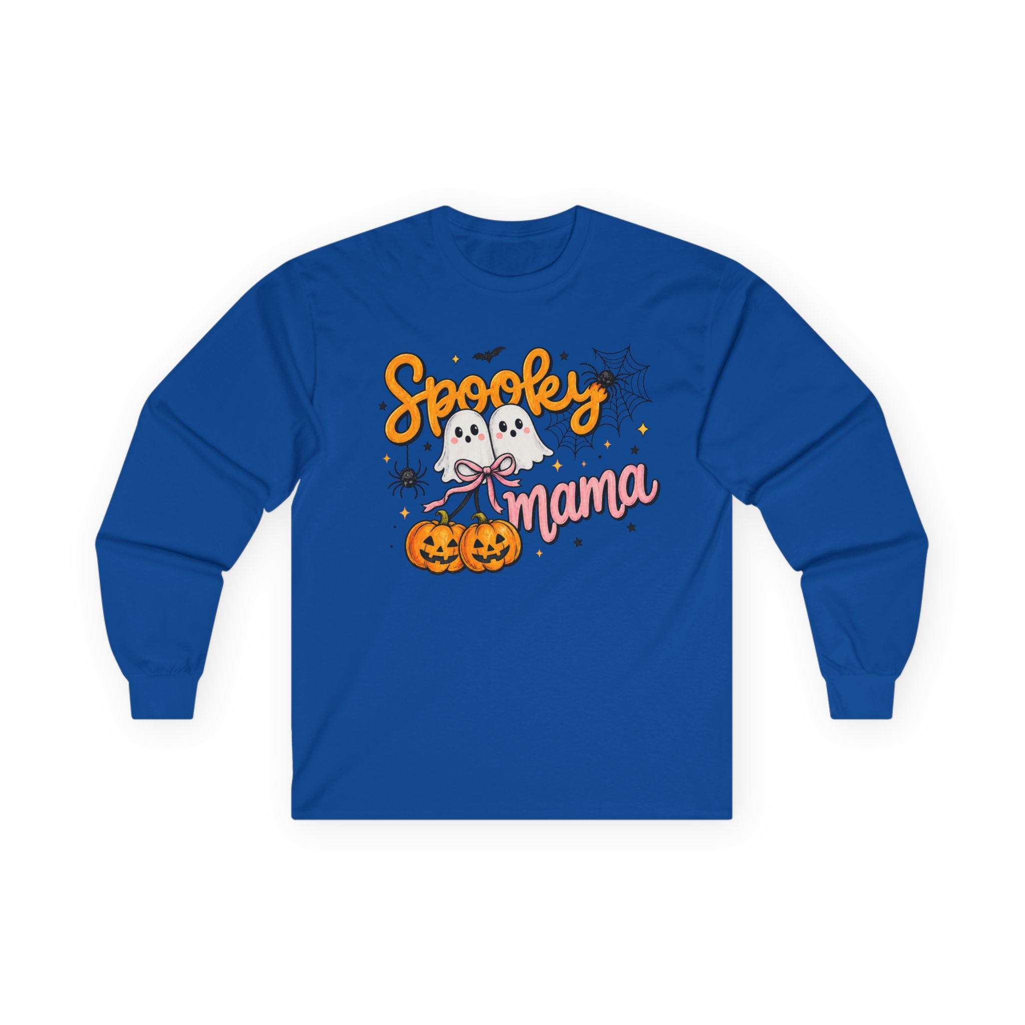 Spooky Mama Long Sleeve Tee — Cute Halloween Ghosts & Pumpkins