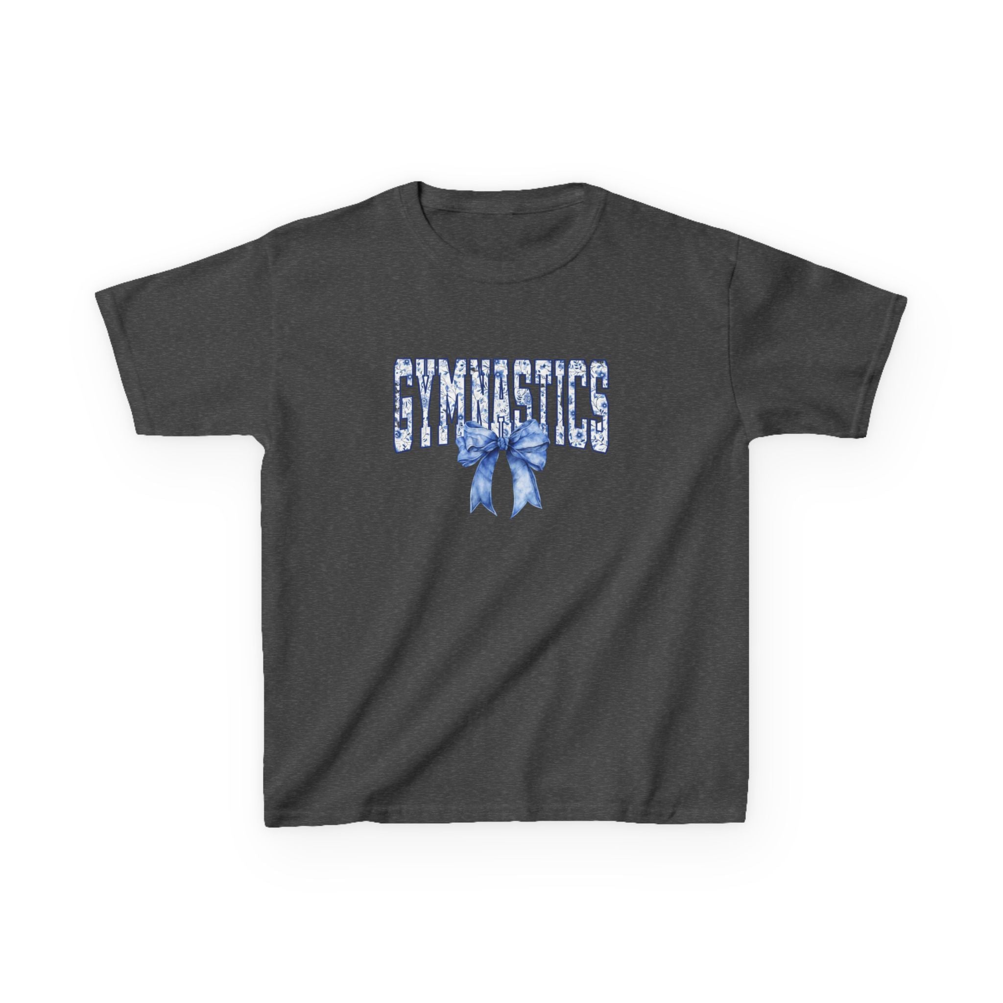 Gymnastics Kids Tee — Blue Bow Athletic Shirt for Girls