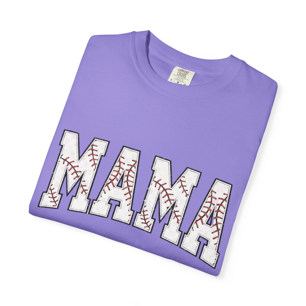 Mama Baseball Tee — 'MAMA' Stitched Baseball Mom T‑Shirt