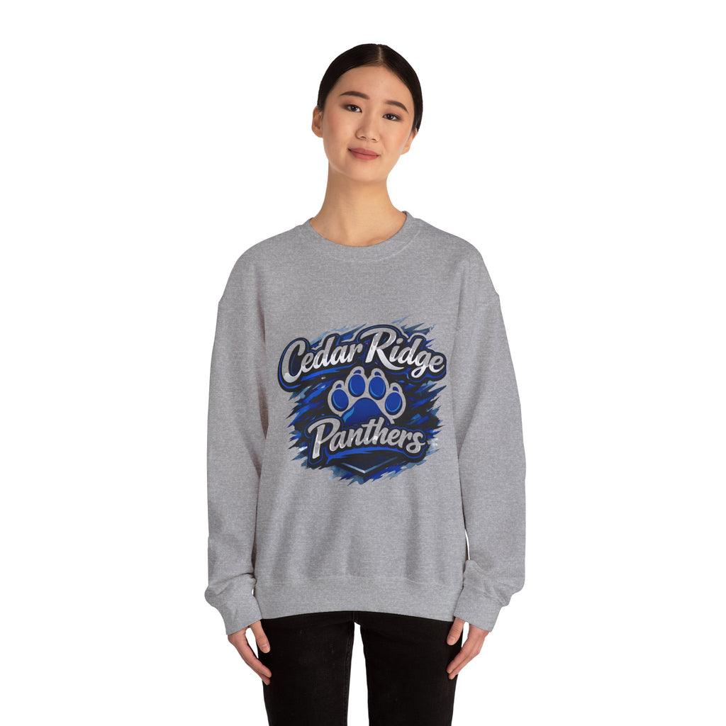Cedar Ridge Panthers Crewneck Sweatshirt — Blue Paw School Spirit