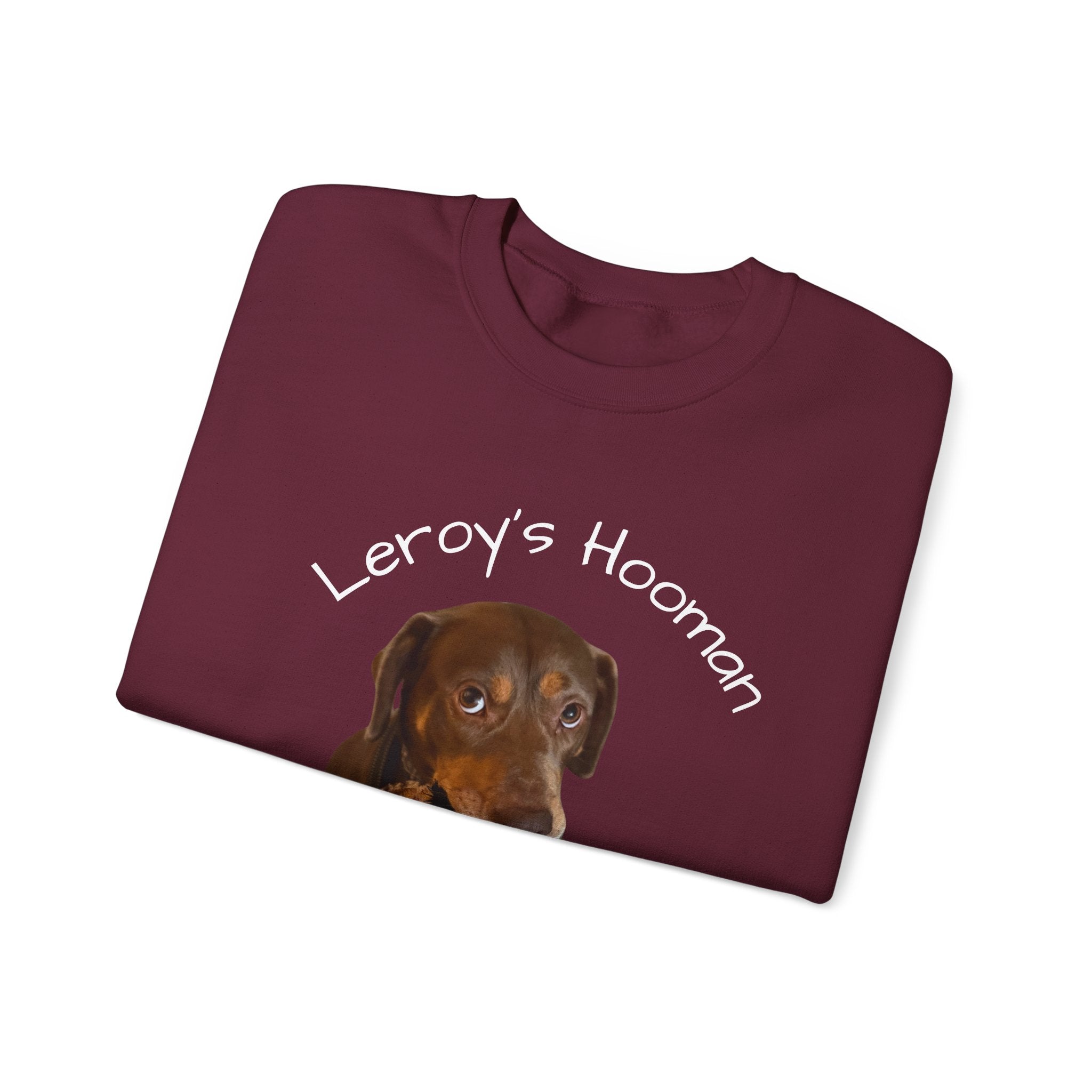 Crewneck Sweatshirt – "Leroy’s Human" Dachshund Graphic, Cute Pet Lover Gift