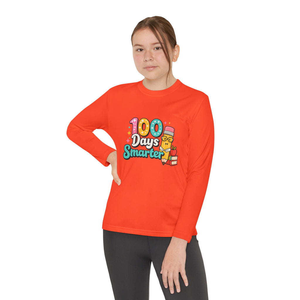 Youth Long Sleeve Tee - "100 Days Smarter" School Celebration Shirt