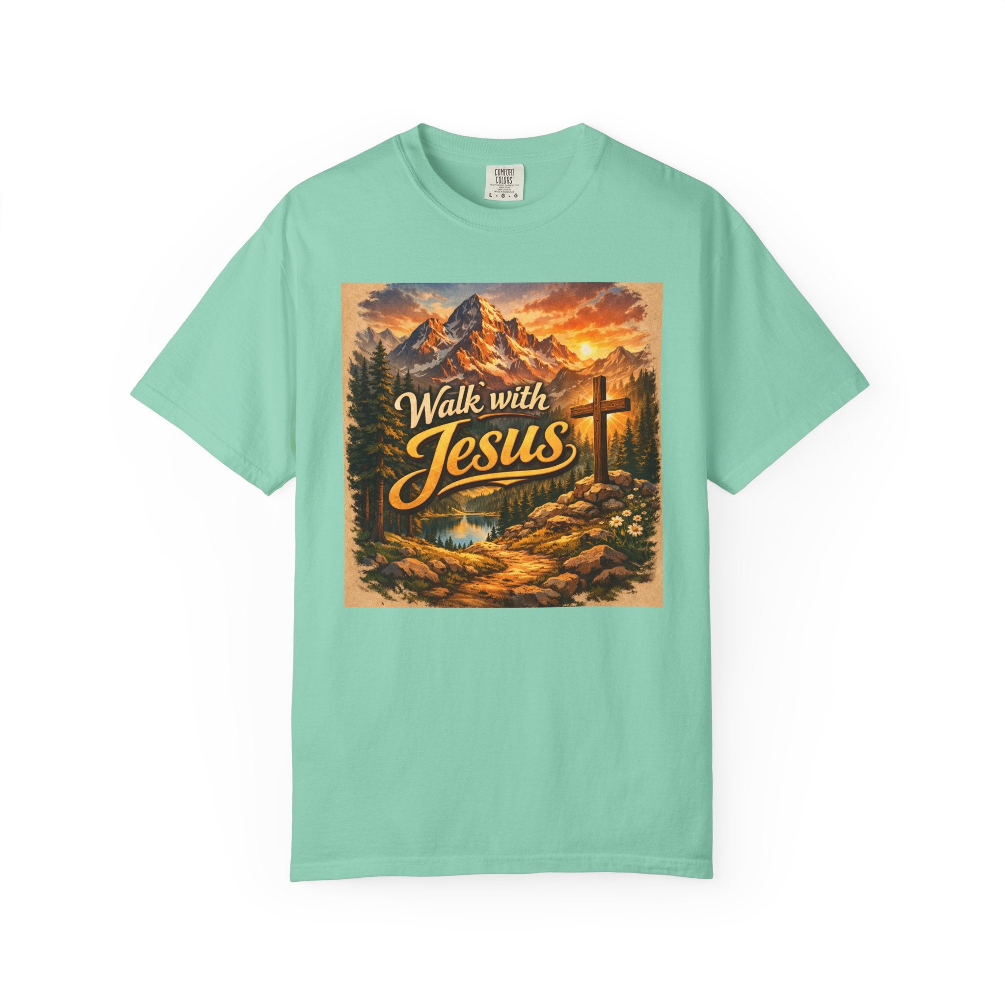 Walk with Jesus T-Shirt — Christian Faith Mountain Cross Tee