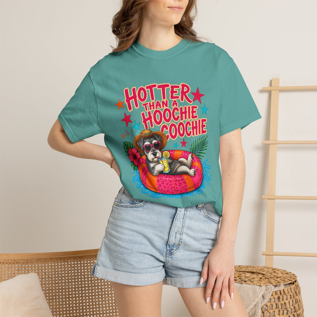 Graphic T-Shirt — "Hotter Than a Hoochie Coochie" Summer Pool Cat Tee