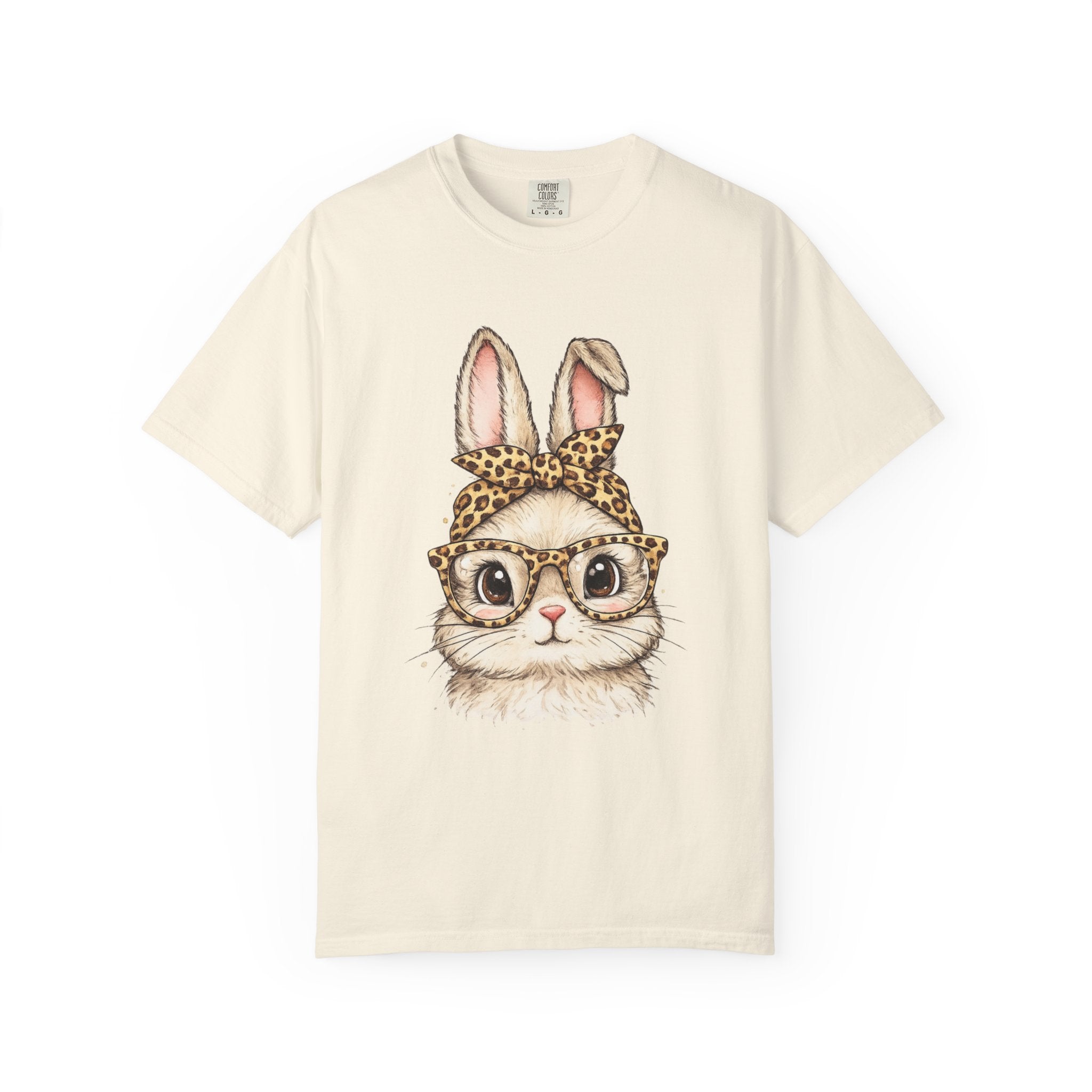 Bunny in Leopard Headband T-Shirt — Cute Vintage Rabbit Graphic Tee