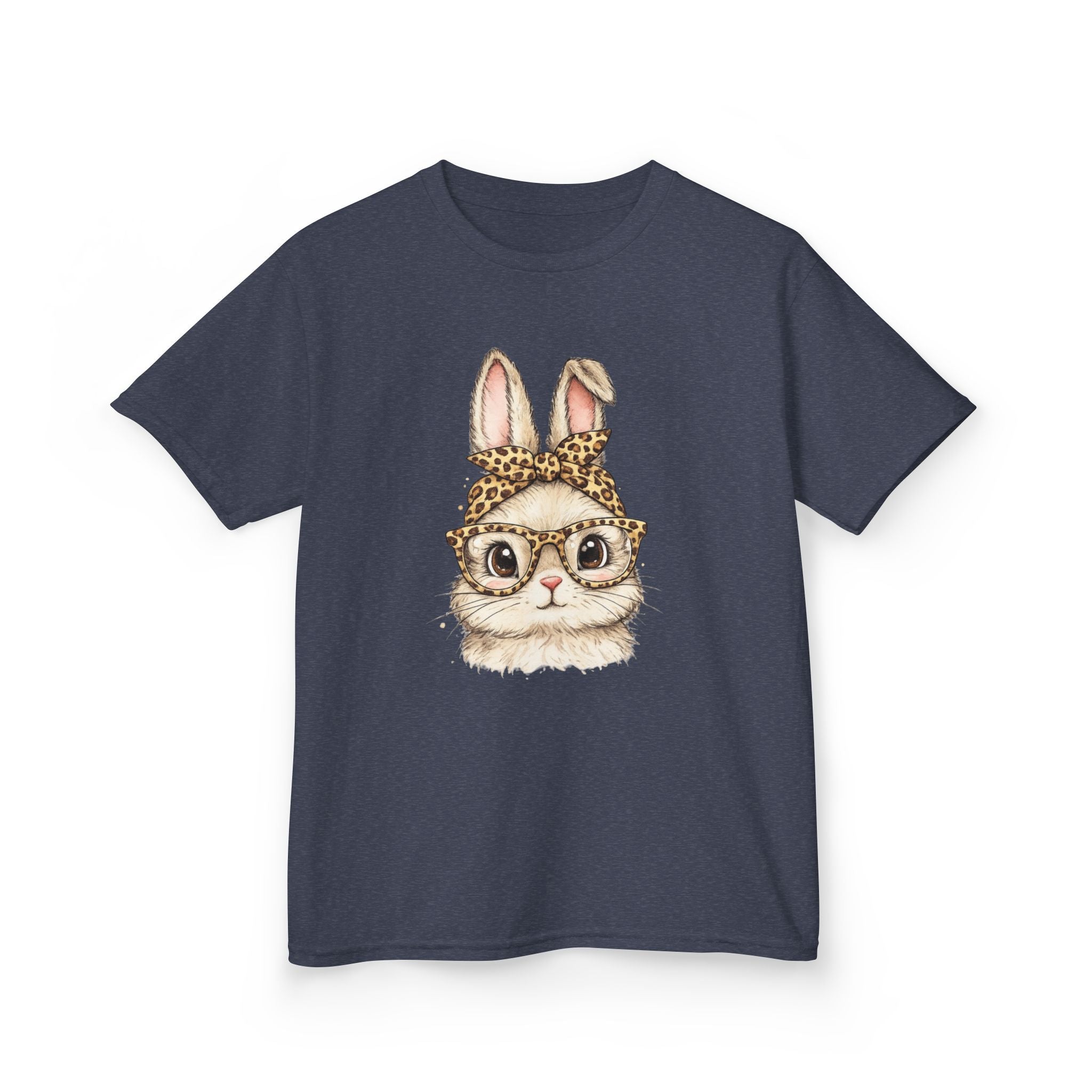 Kids Bunny with Glasses Tee — Cute Leopard Headband Rabbit Shirt for Children