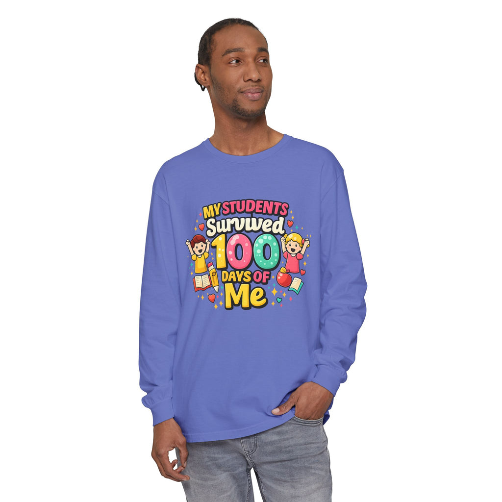 Teacher 'My Students Survived 100 Days of Me' Long Sleeve Tee