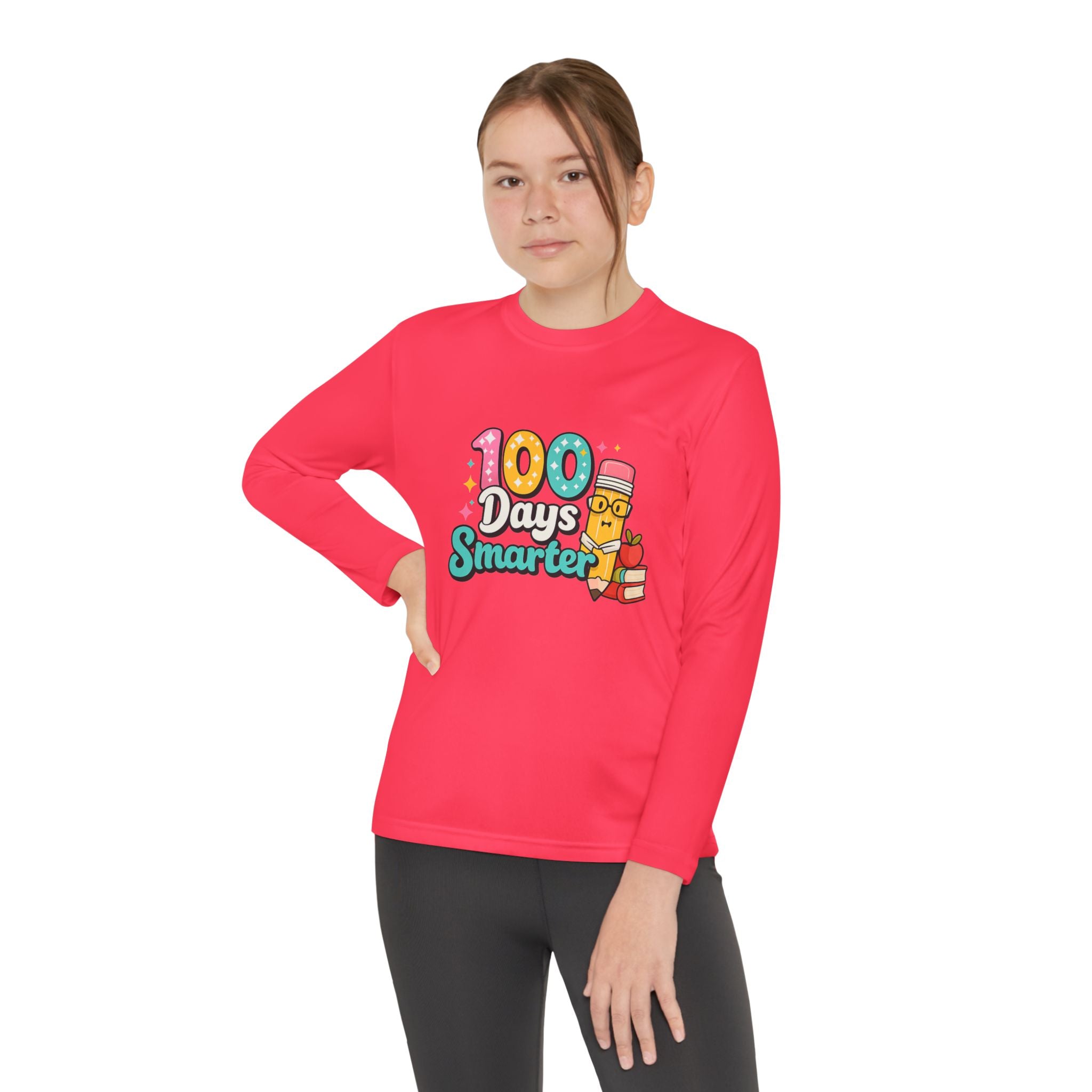 Youth Long Sleeve Tee - "100 Days Smarter" School Celebration Shirt