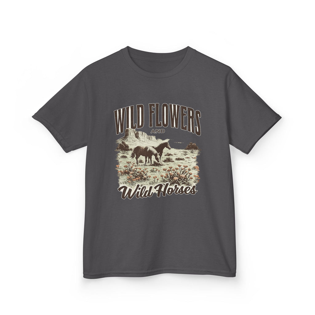 Kids T-Shirt — "Wild Flowers and Wild Horses" Rustic Western Tee