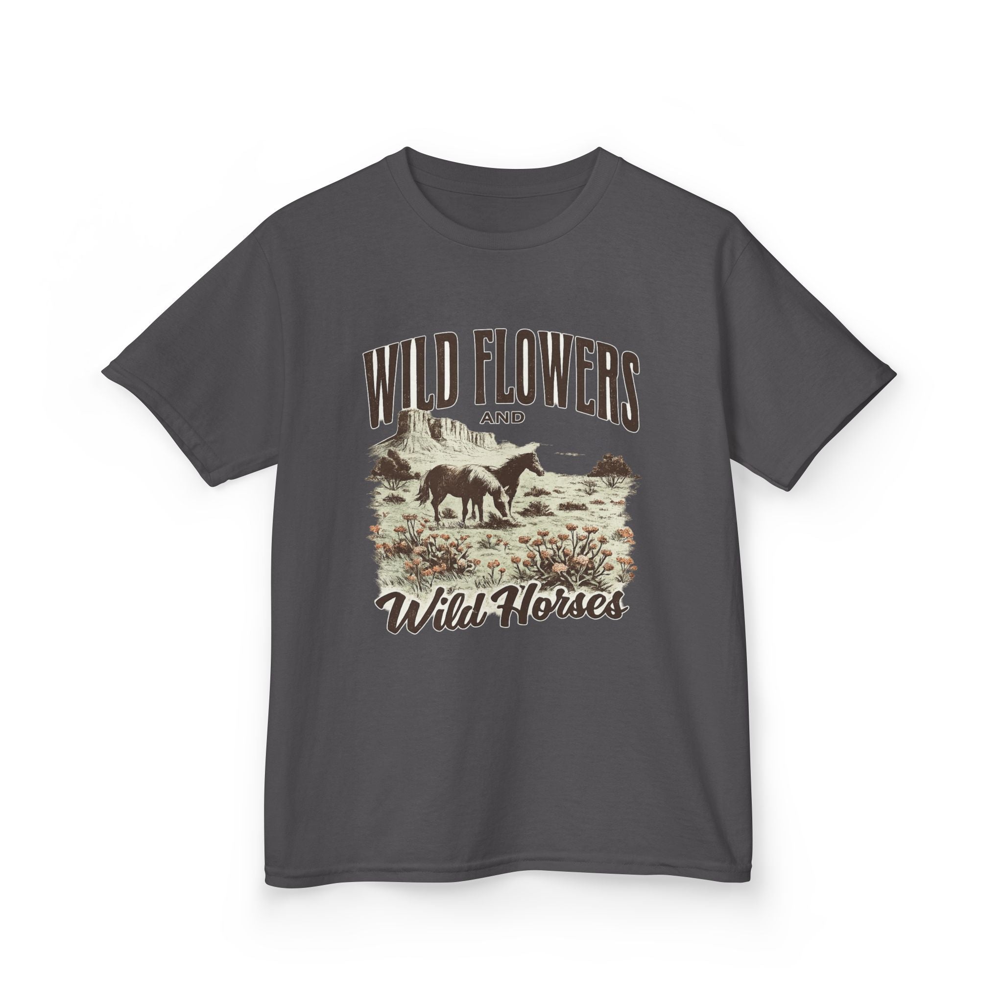 Kids T-Shirt — "Wild Flowers and Wild Horses" Rustic Western Tee