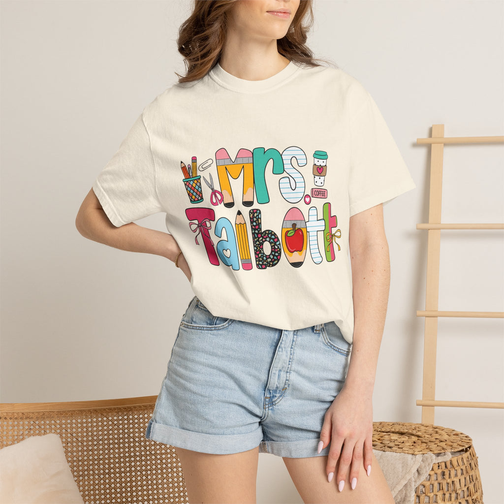 Teacher Name T‑Shirt — "Mrs. Talbott" Cute Classroom Doodle Design