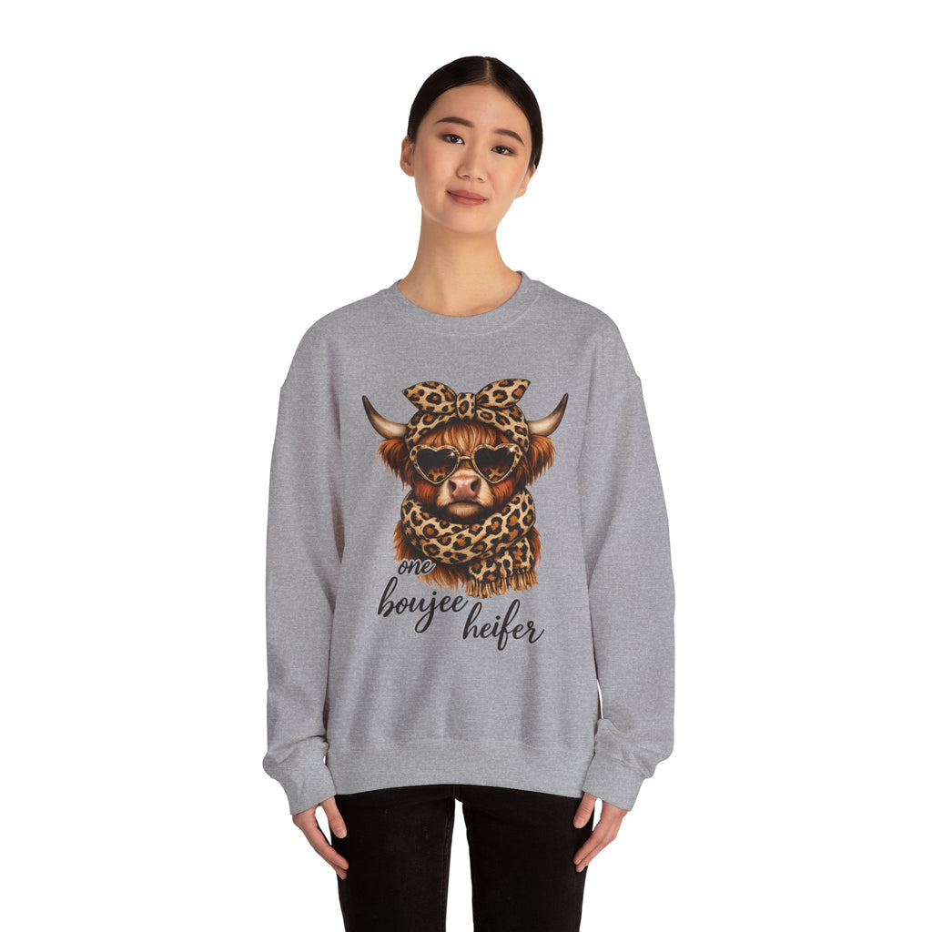 Boujee Heifer Leopard Cow Sweatshirt