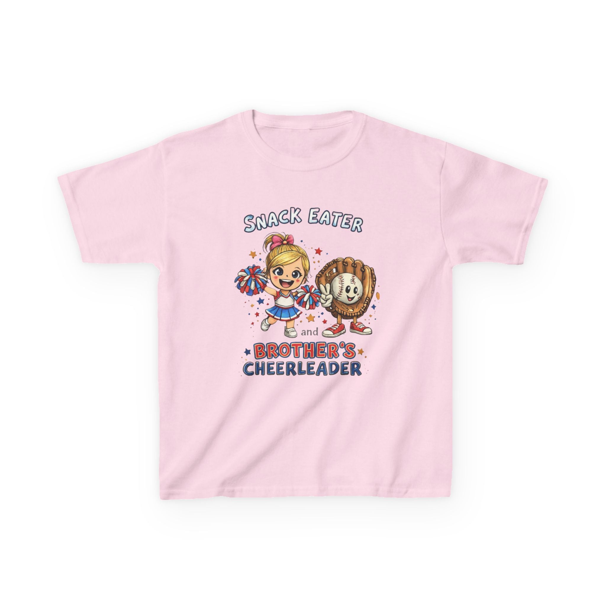 Kids Tee — "Snack Eater and Brother’s Cheerleader" Cute Patriotic Cheerleader Design