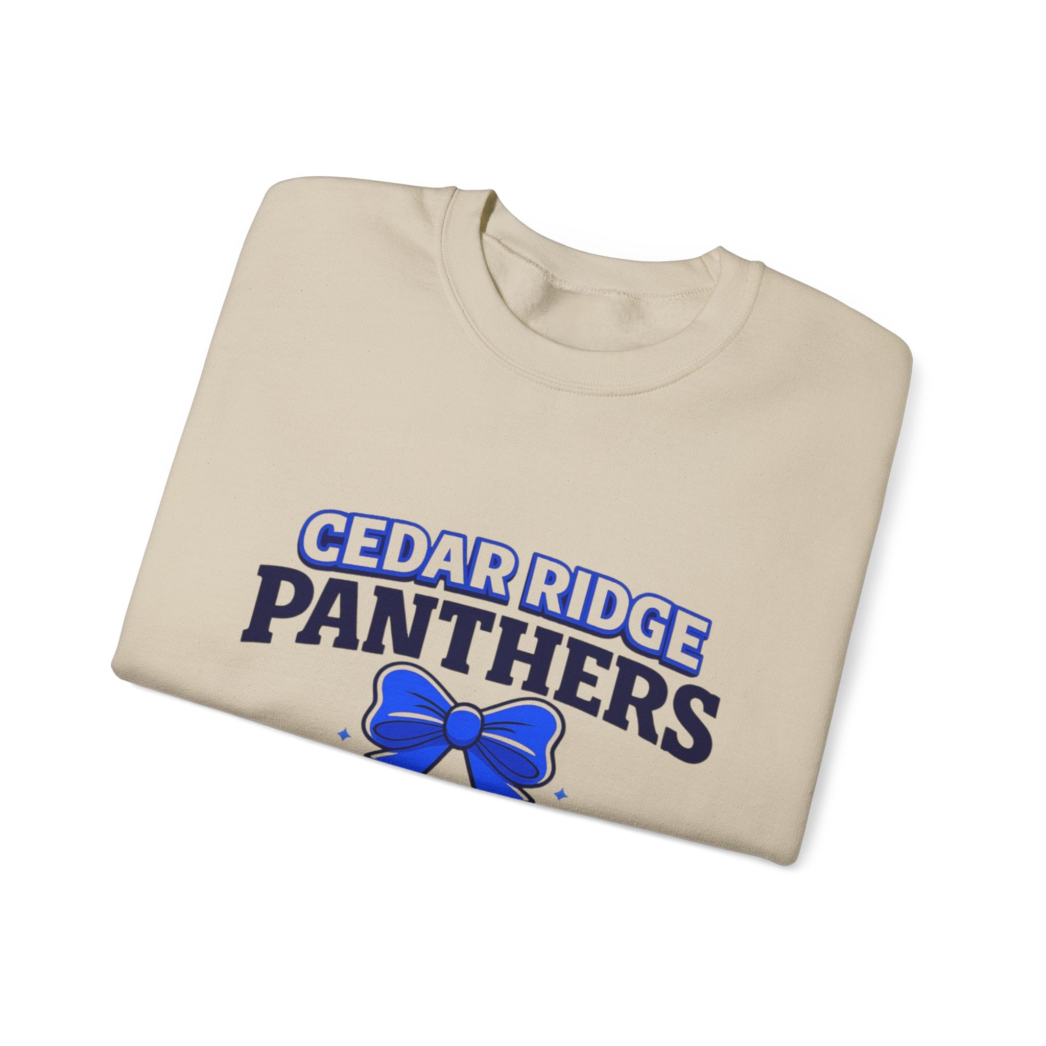 Panthers Crewneck Sweatshirt — Cedar Ridge Panthers Blue Bow School Spirit