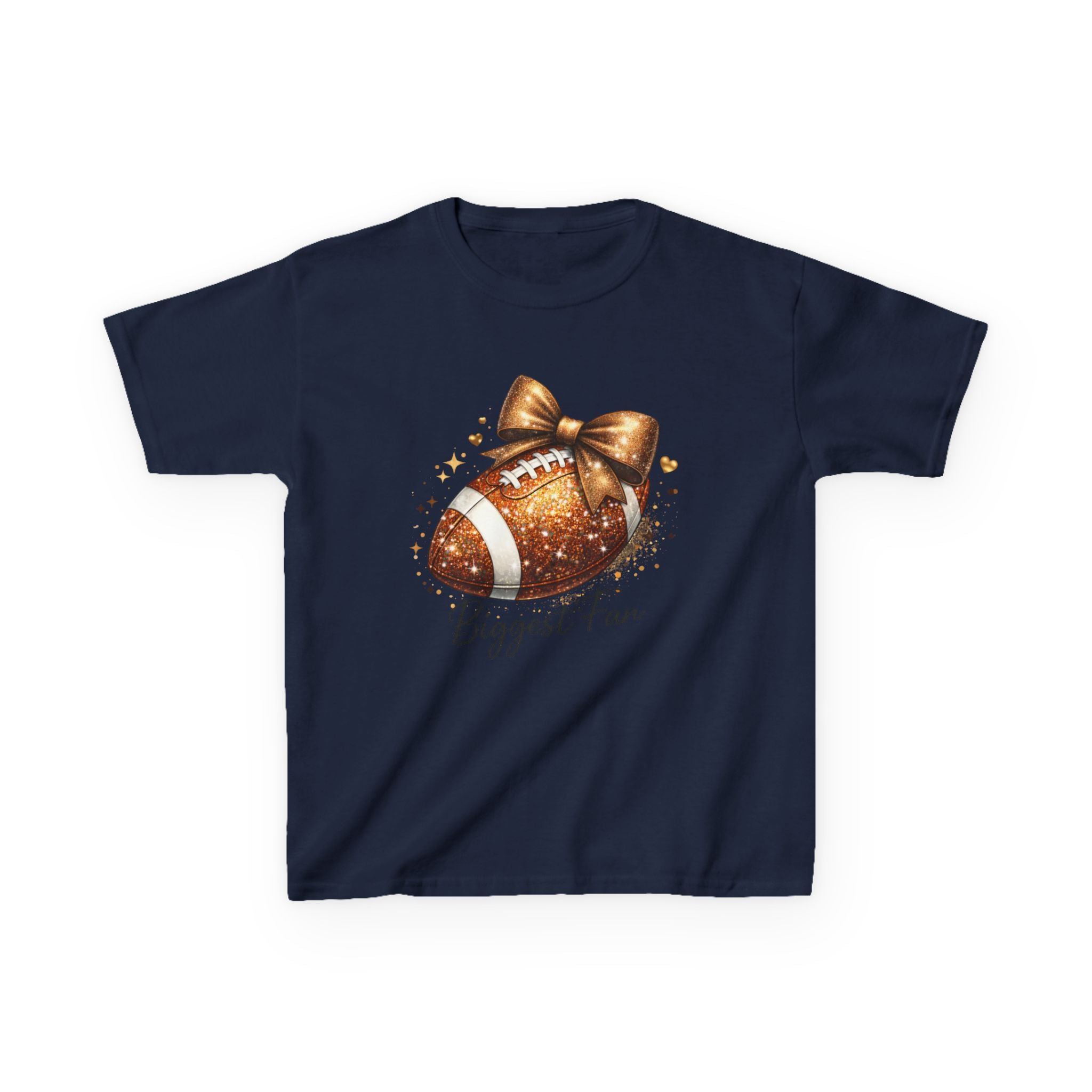 Kids Tee — 'Biggest Fan' Glitter Football Design