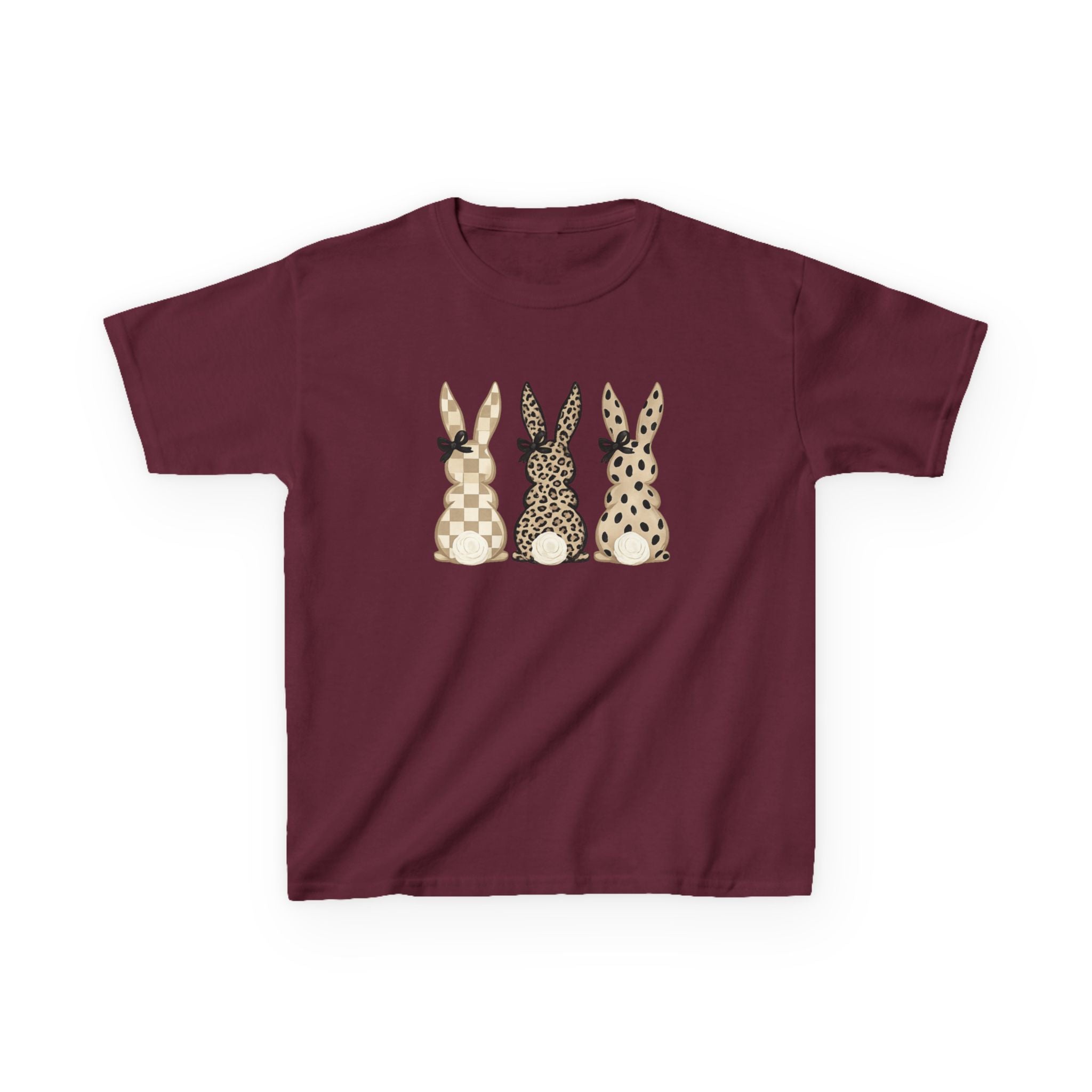 Kids Bunny Trio Tee — Neutral Patterned Easter Rabbit Shirt
